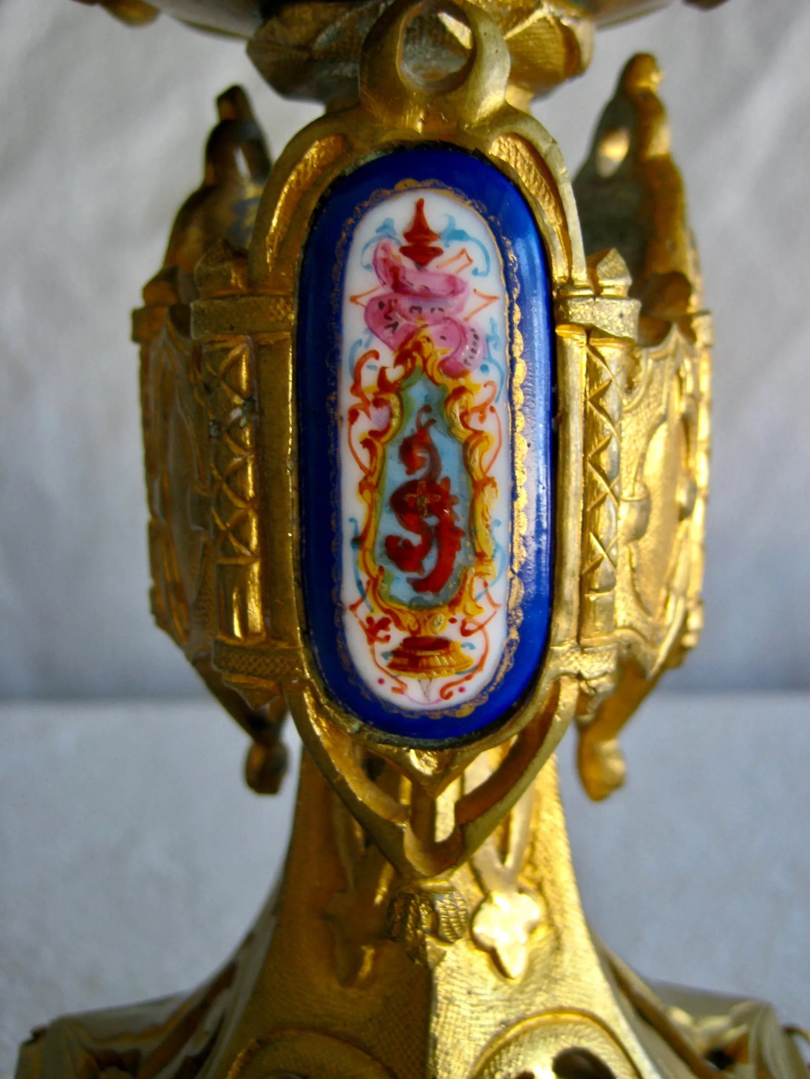 French Neo Gothic Bronze and Sevres Style Plaques Jewelry Box Late 18 Hundreds - 7