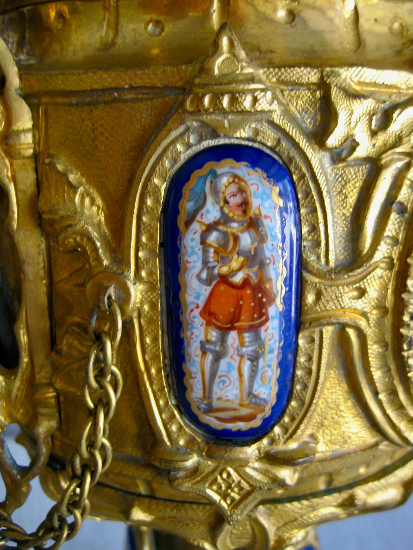 French Neo Gothic Bronze and Sevres Style Plaques Jewelry Box Late 18 Hundreds - 8