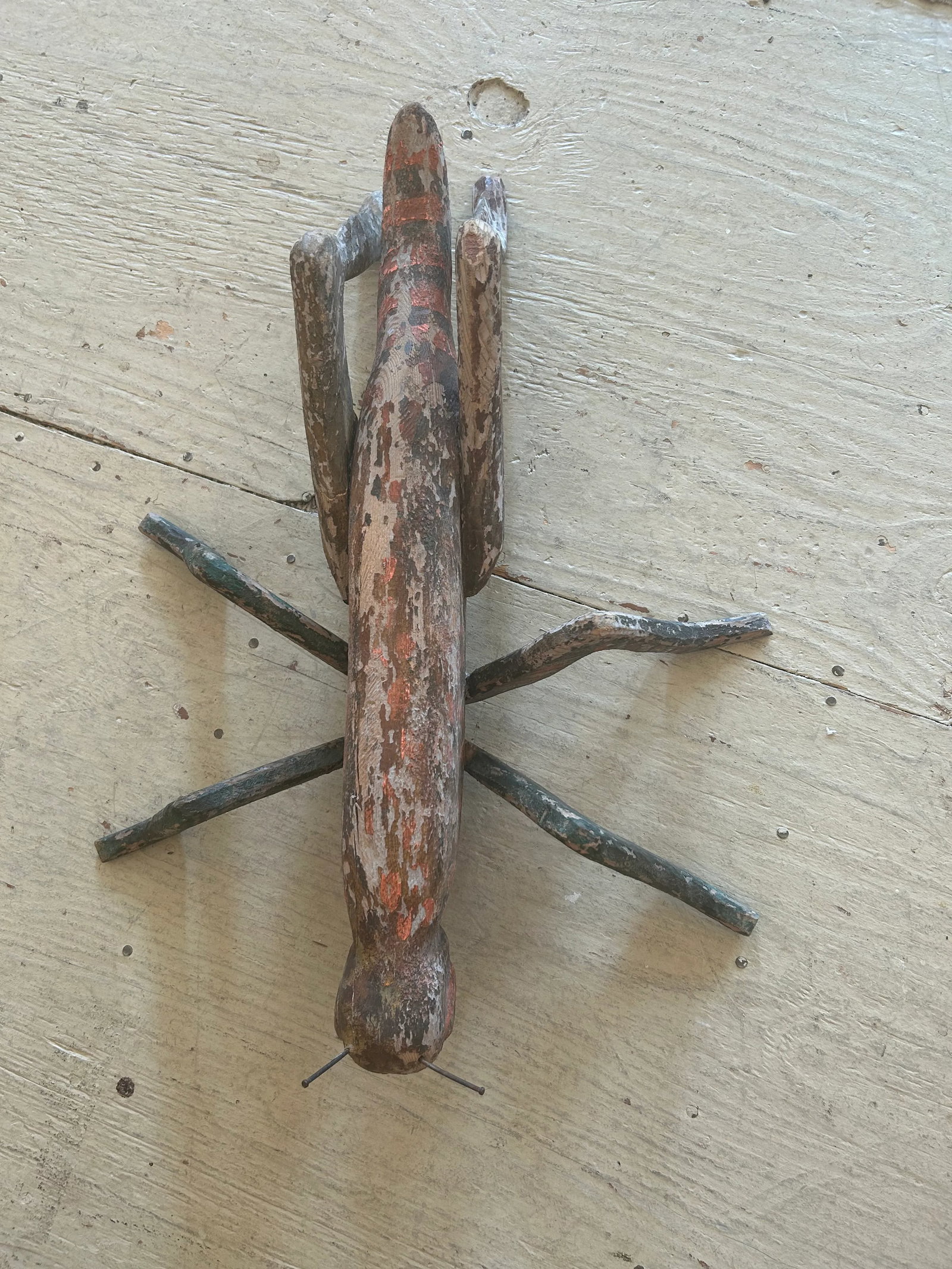 Folk Art Hand Made Antique Grasshopper Sculpture - 10