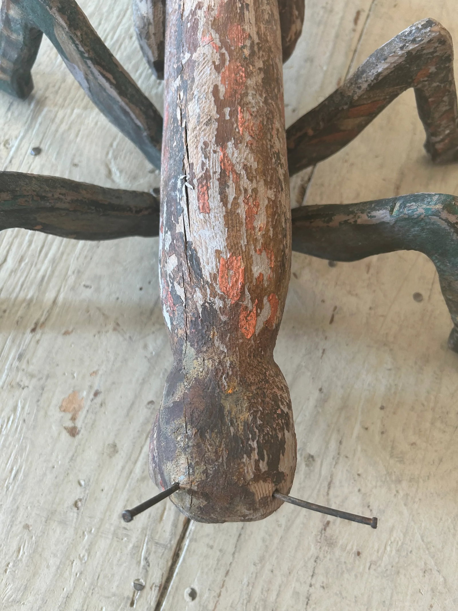 Folk Art Hand Made Antique Grasshopper Sculpture - 2