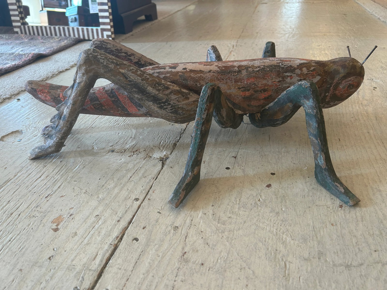 Folk Art Hand Made Antique Grasshopper Sculpture - 4