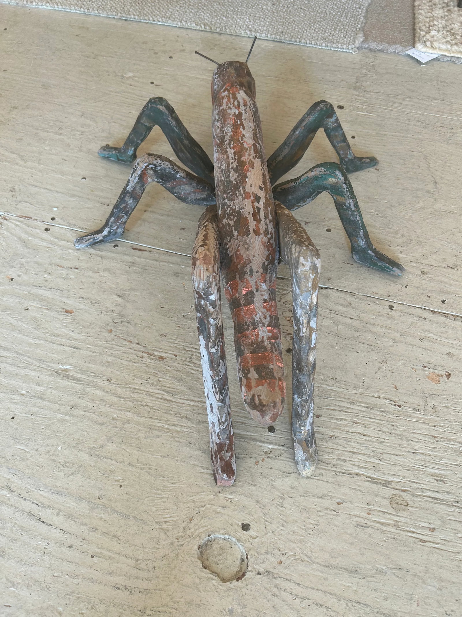 Folk Art Hand Made Antique Grasshopper Sculpture - 5