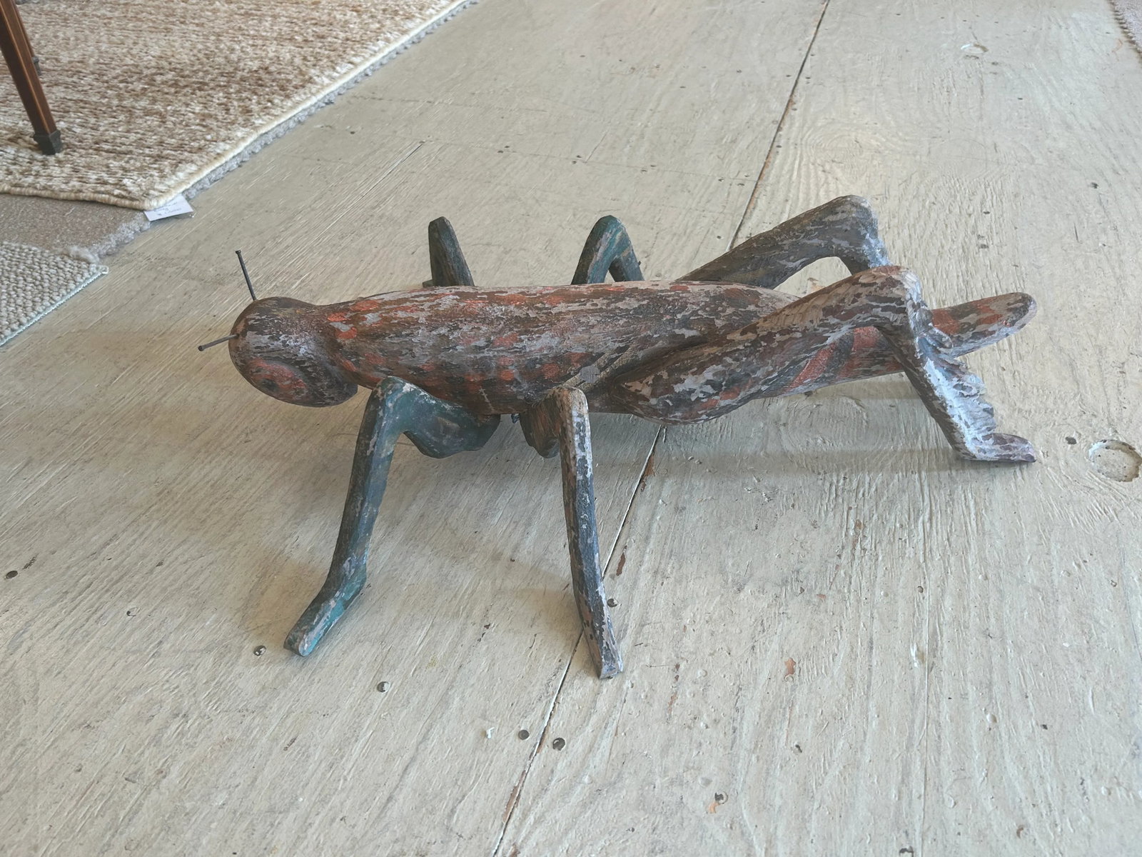 Folk Art Hand Made Antique Grasshopper Sculpture - 6