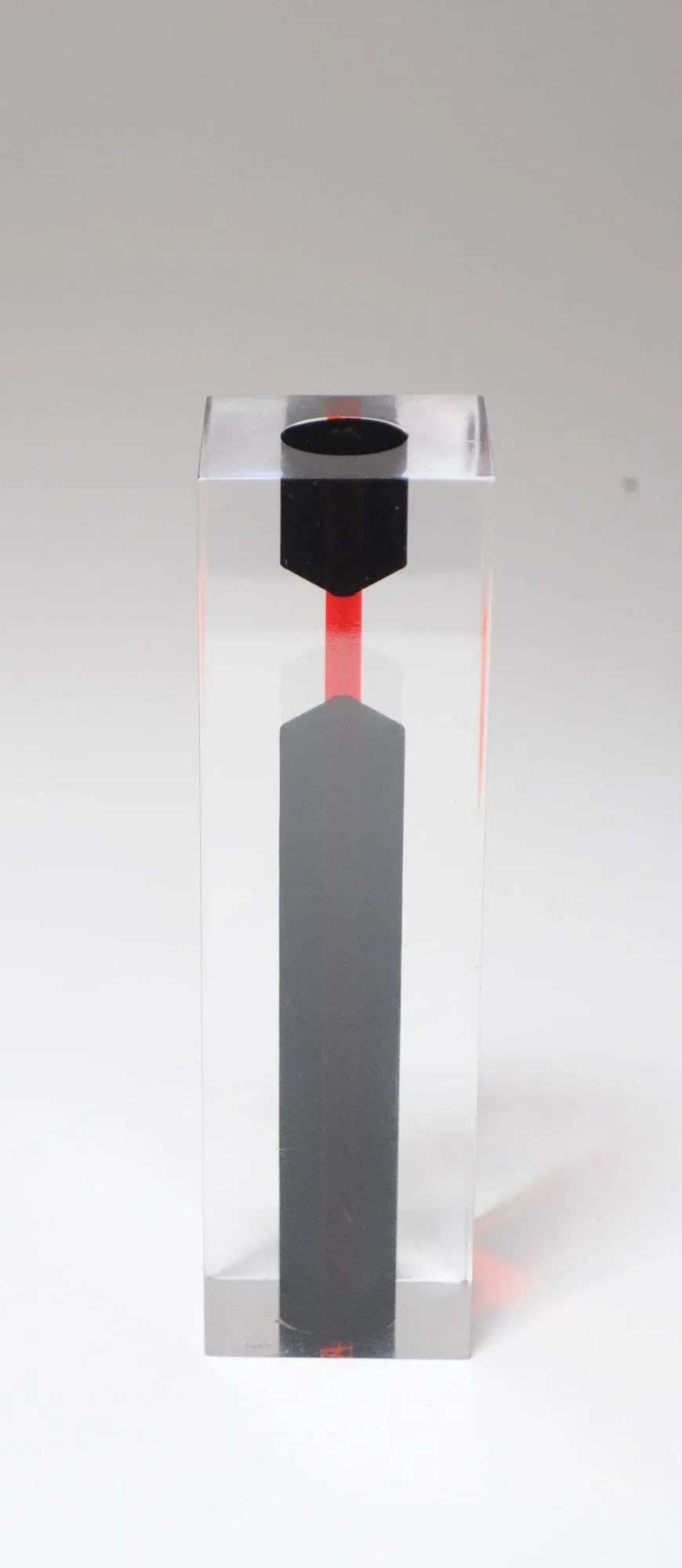 Italian Modern Orange and Black Lucite Soliflore / Bud Vase After Luigi Massoni - 5