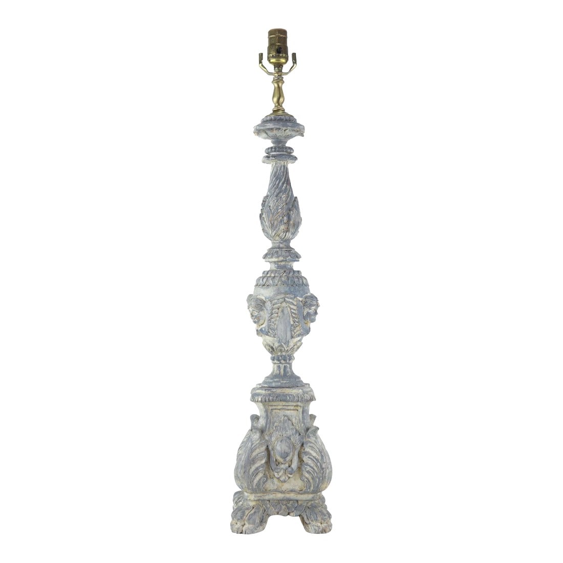 Vintage Hand-Carved Wooden Italian Baroque Style Table Lamp (1 of 6)
