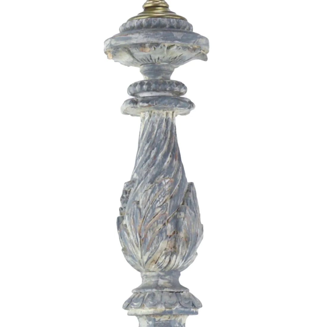 Vintage Hand-Carved Wooden Italian Baroque Style Table Lamp - 4