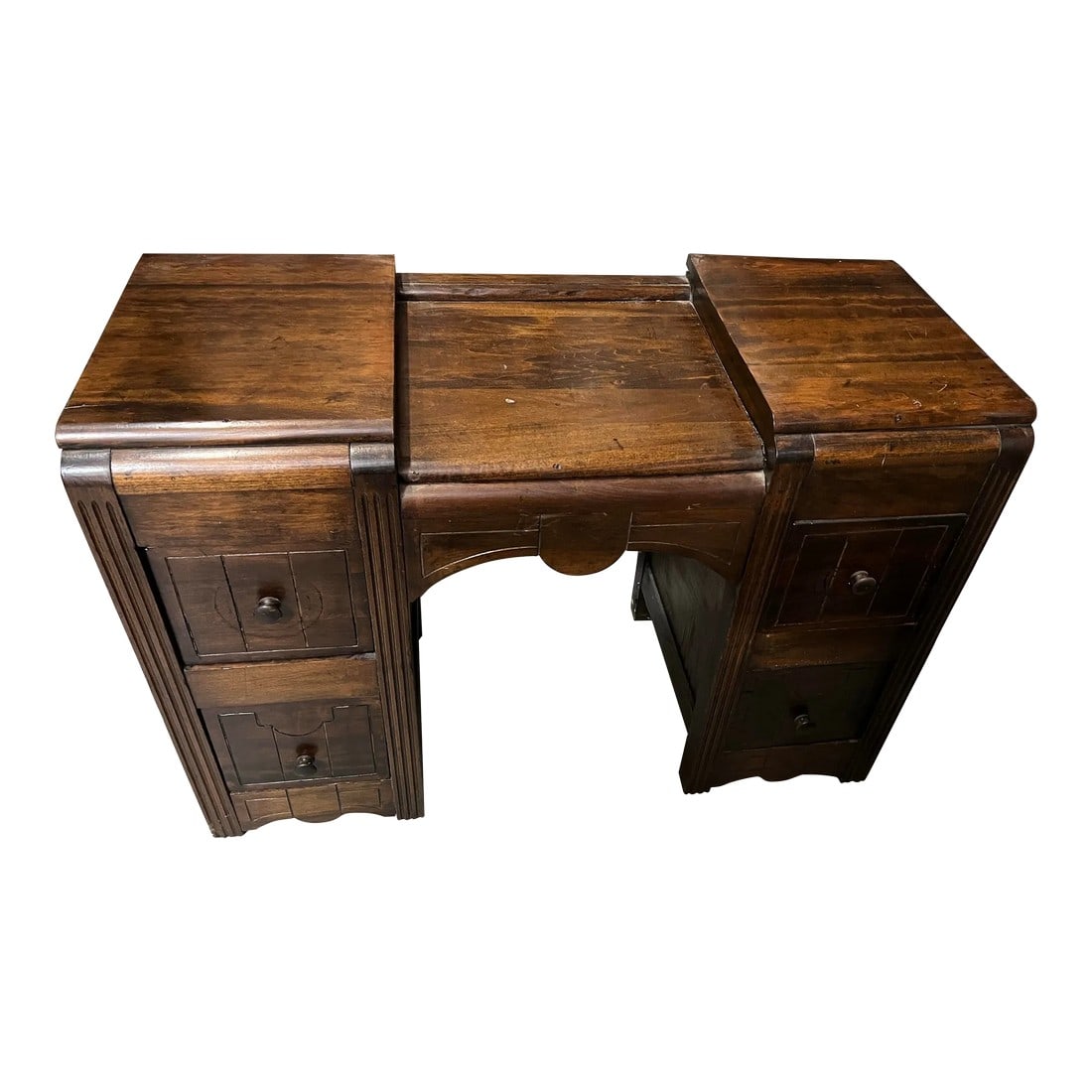 1970s Vintage Wooden Writing Desk With Drawers: Up for consideration is a beautiful wooden writing desk with drawers. This would look lovely in your home and it is a great find for the interior design enthusiast. Please check out my other