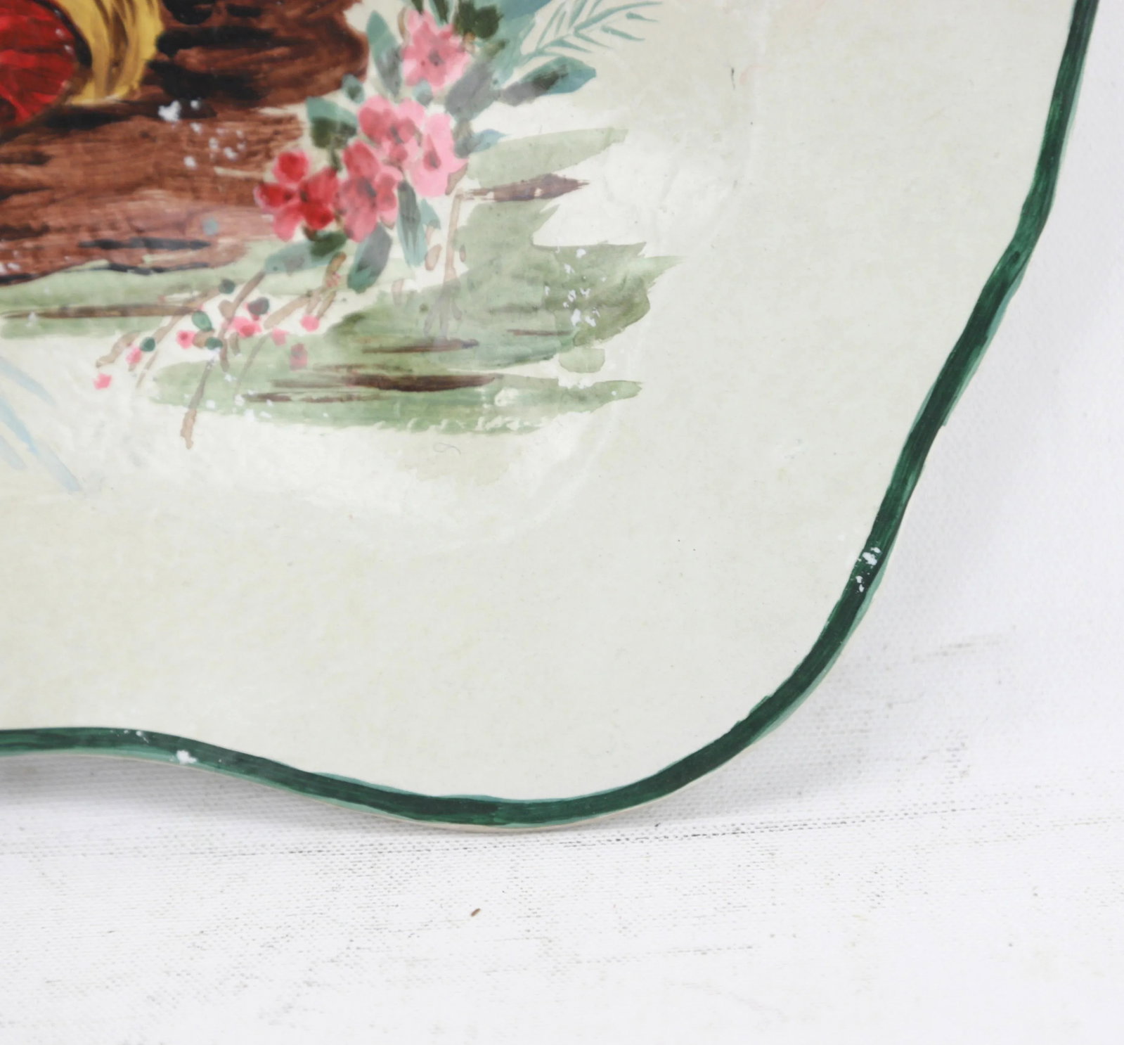 Vintage White Hand Painted Chinoiseries Plate and Serving Tray - 7