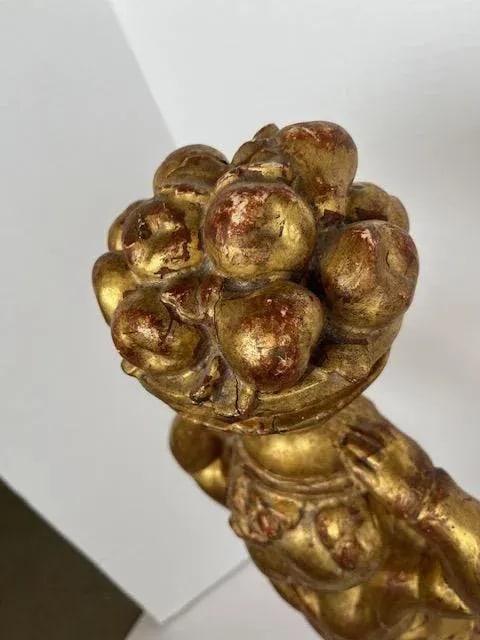 Gold Putti Wood Statue - 7