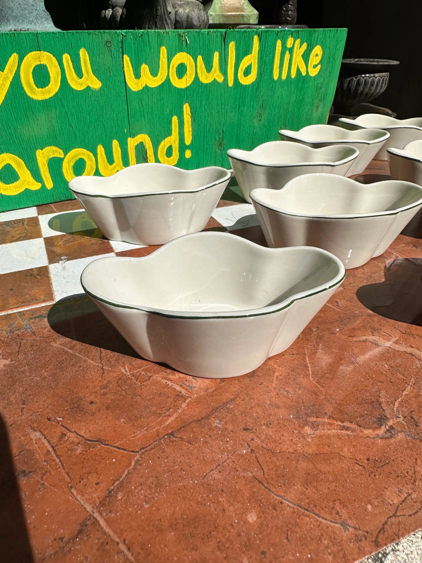 1970s HLC Usa Collection of Ceramic Clover Shaped Bowls- Set of 12 - 2