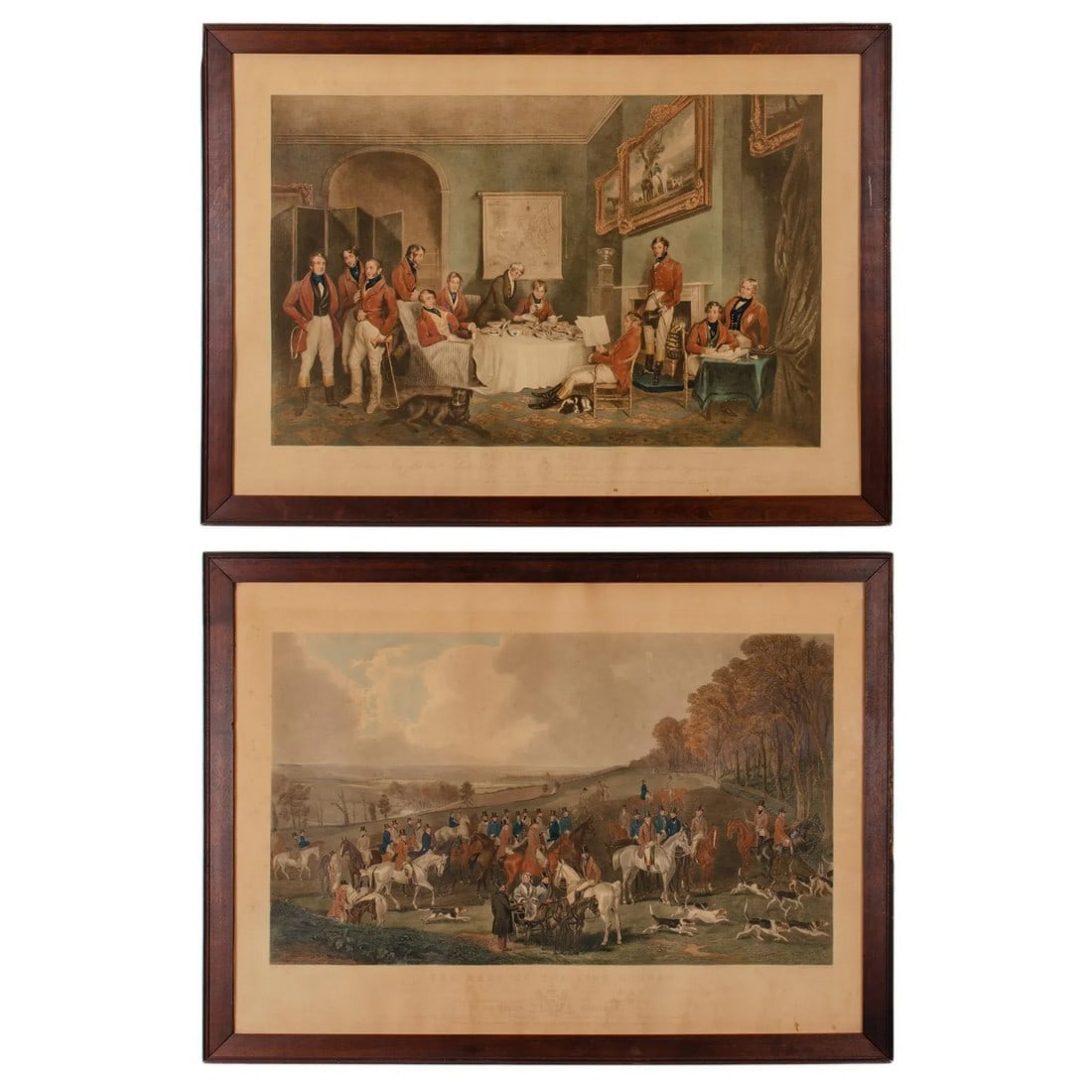 Antique "Melton Breakfast and the Meet of the Vine Hounds" Sporting Engravings - a Pair (1 of 11)