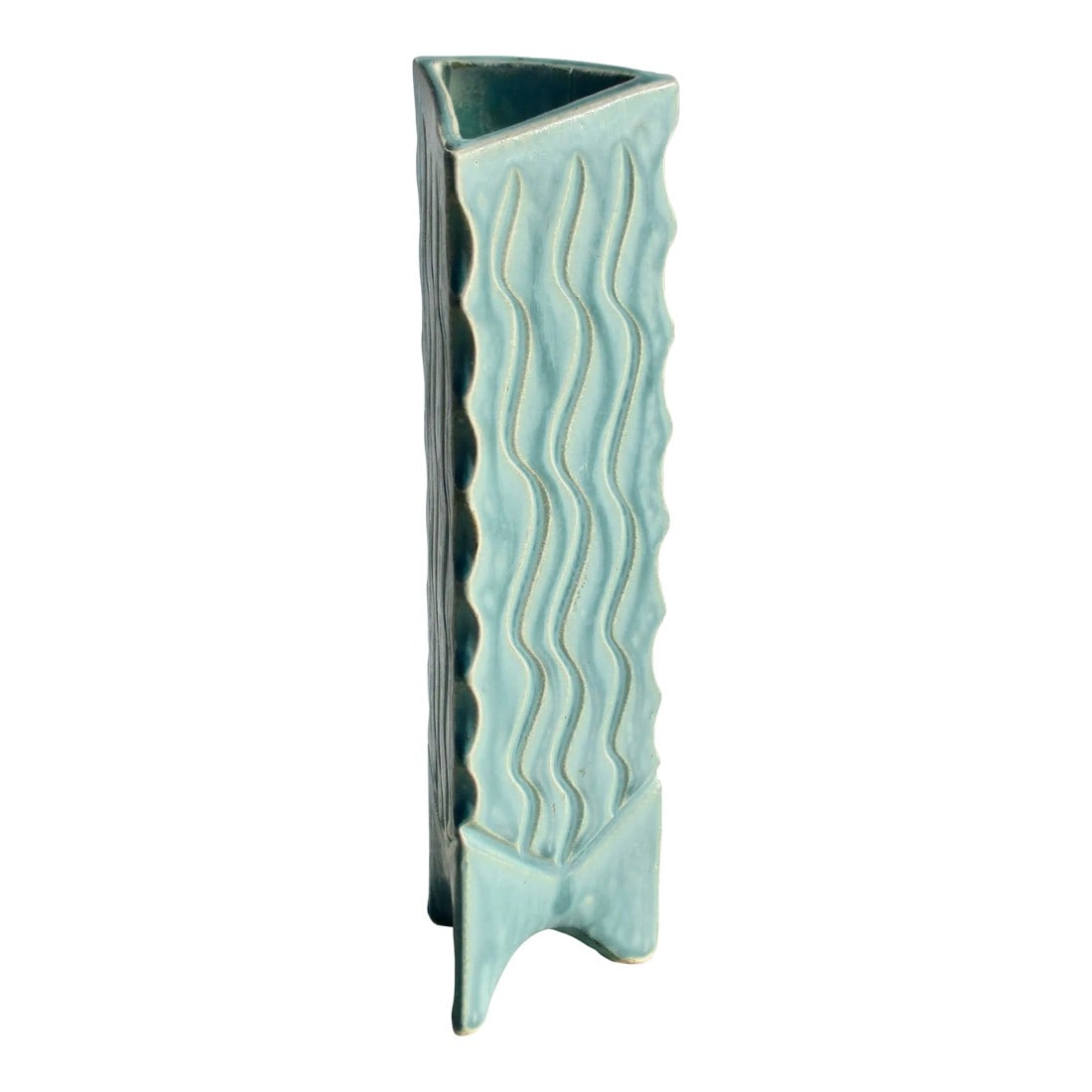 Modern Art Stoneware Triangular Vase (1 of 8)