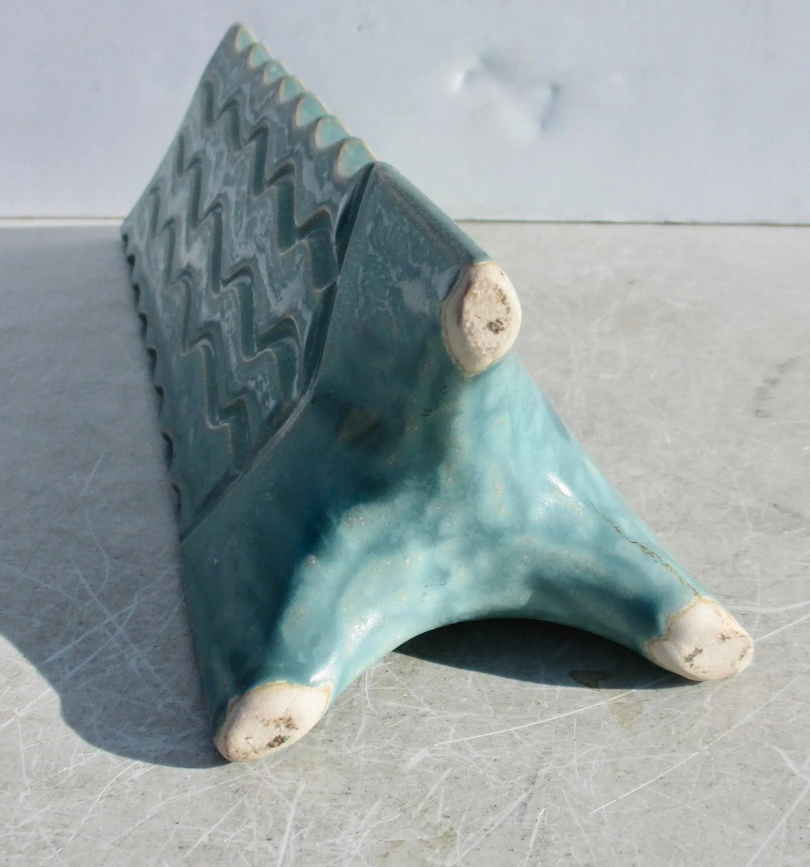 Modern Art Stoneware Triangular Vase - 6