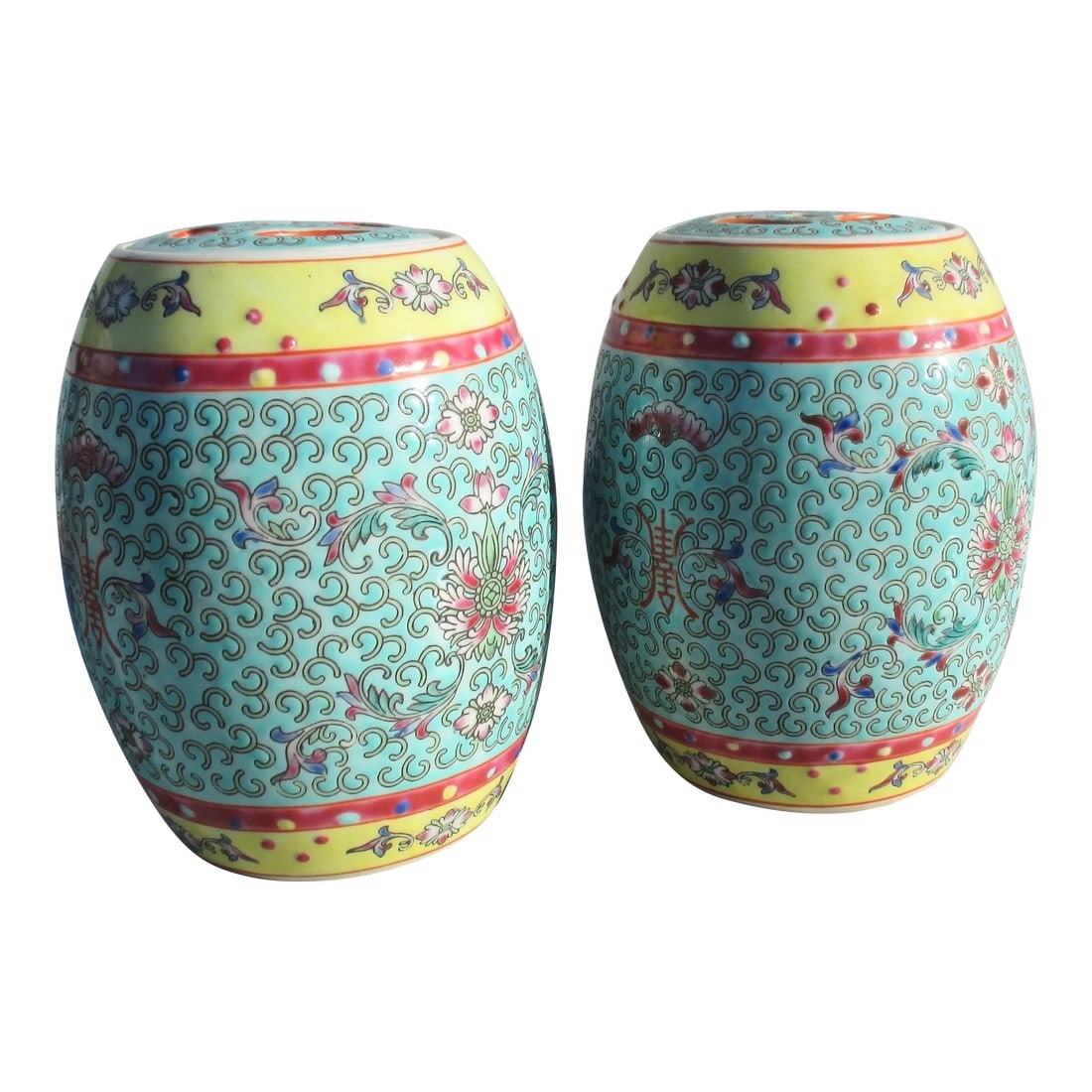 Pair of Chinese Porcelain Ginger Jar Turquoise Famille Rose-Pair of 2 (1 of 5)