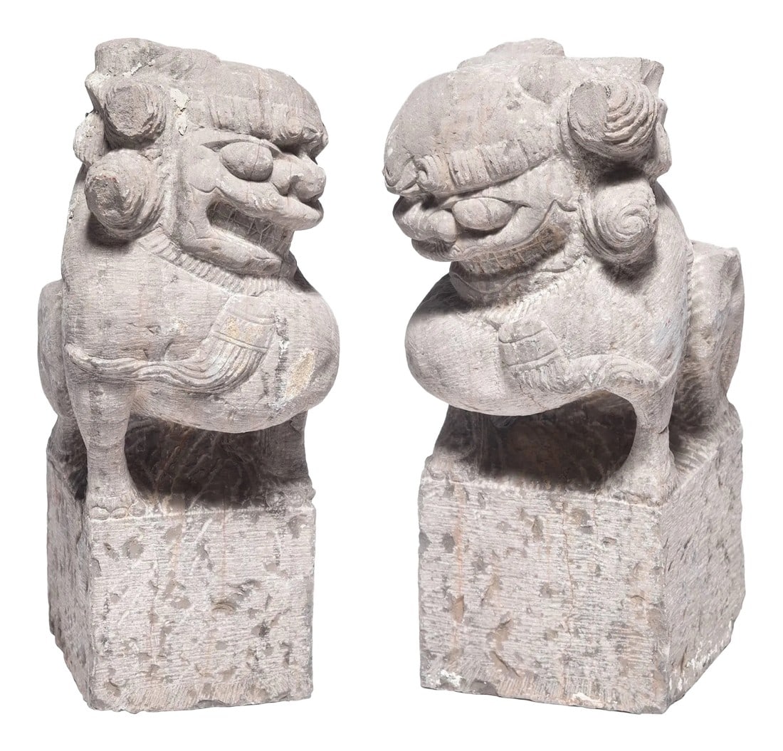 19th Century Chinese Stone Fu Lion Guardians - A Pair (1 of 11)