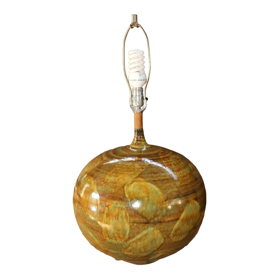 Mid-Century Large Ceramic Drip Glaze Table Lamp, 1960s
