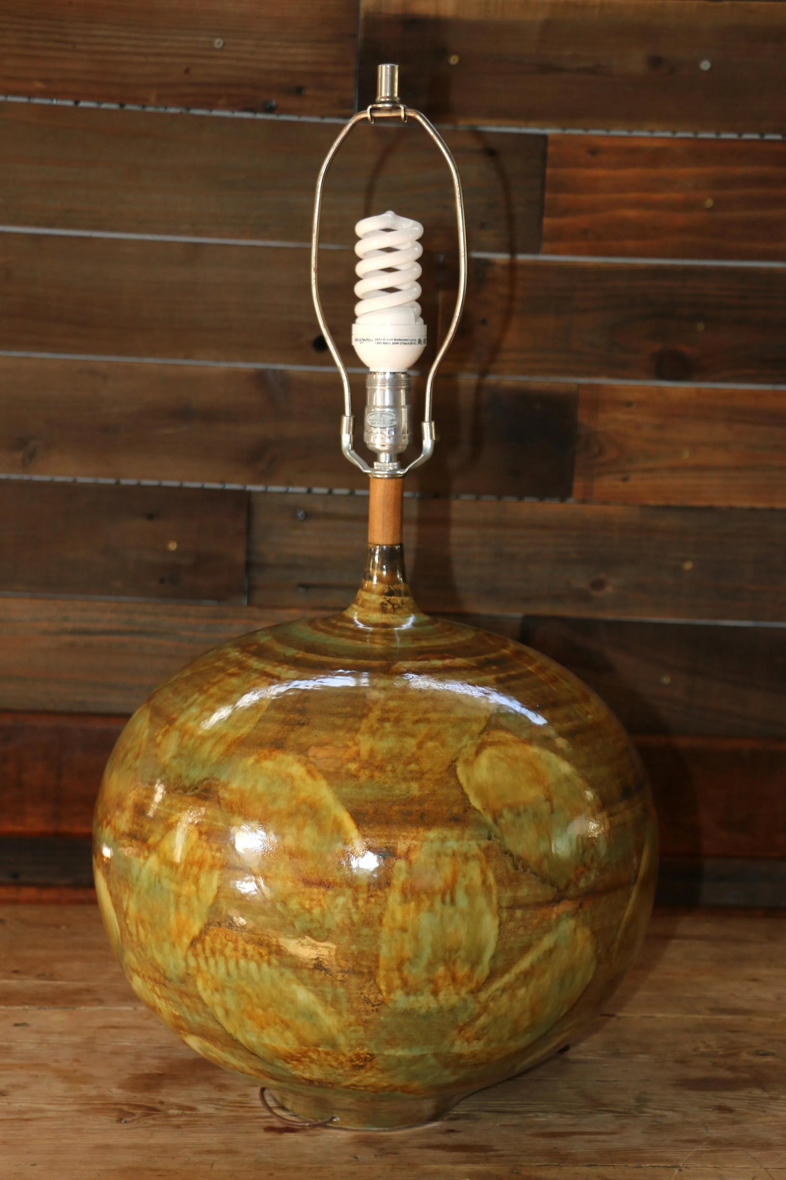 Mid-Century Large Ceramic Drip Glaze Table Lamp, 1960s - 2