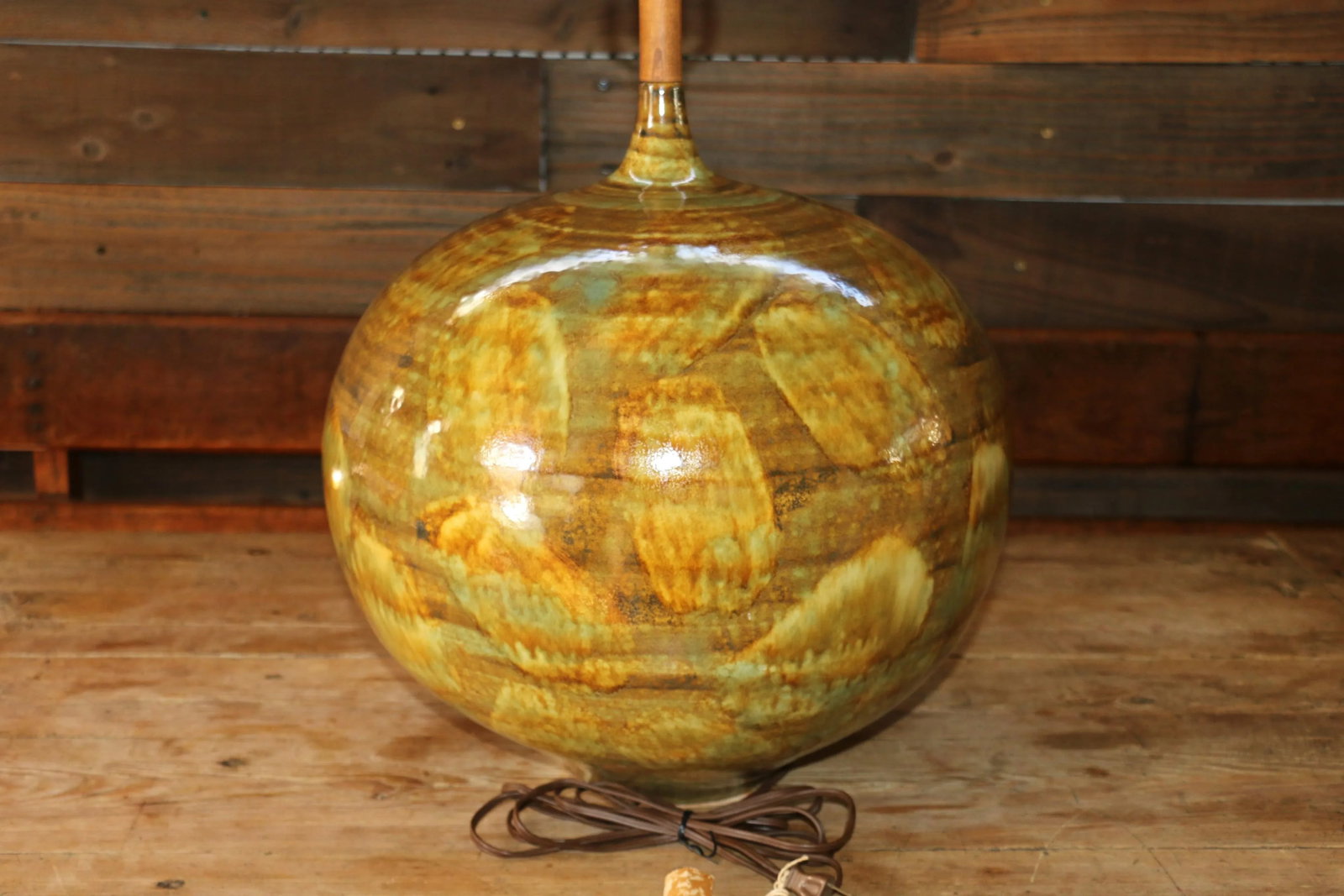 Mid-Century Large Ceramic Drip Glaze Table Lamp, 1960s - 3