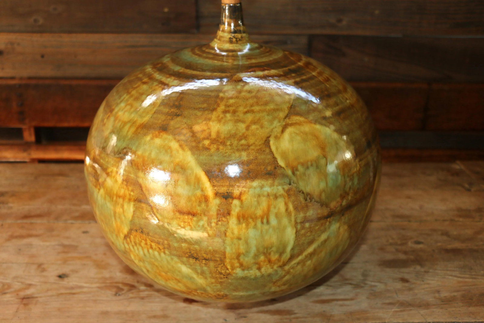 Mid-Century Large Ceramic Drip Glaze Table Lamp, 1960s - 4
