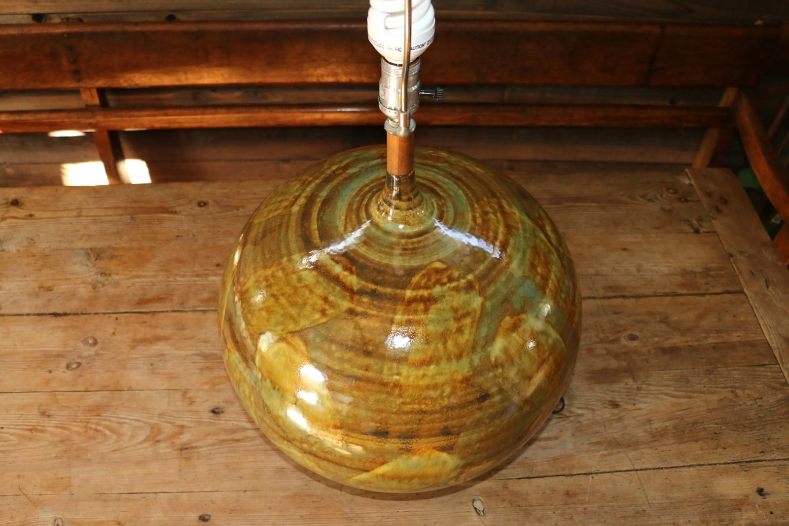 Mid-Century Large Ceramic Drip Glaze Table Lamp, 1960s - 5
