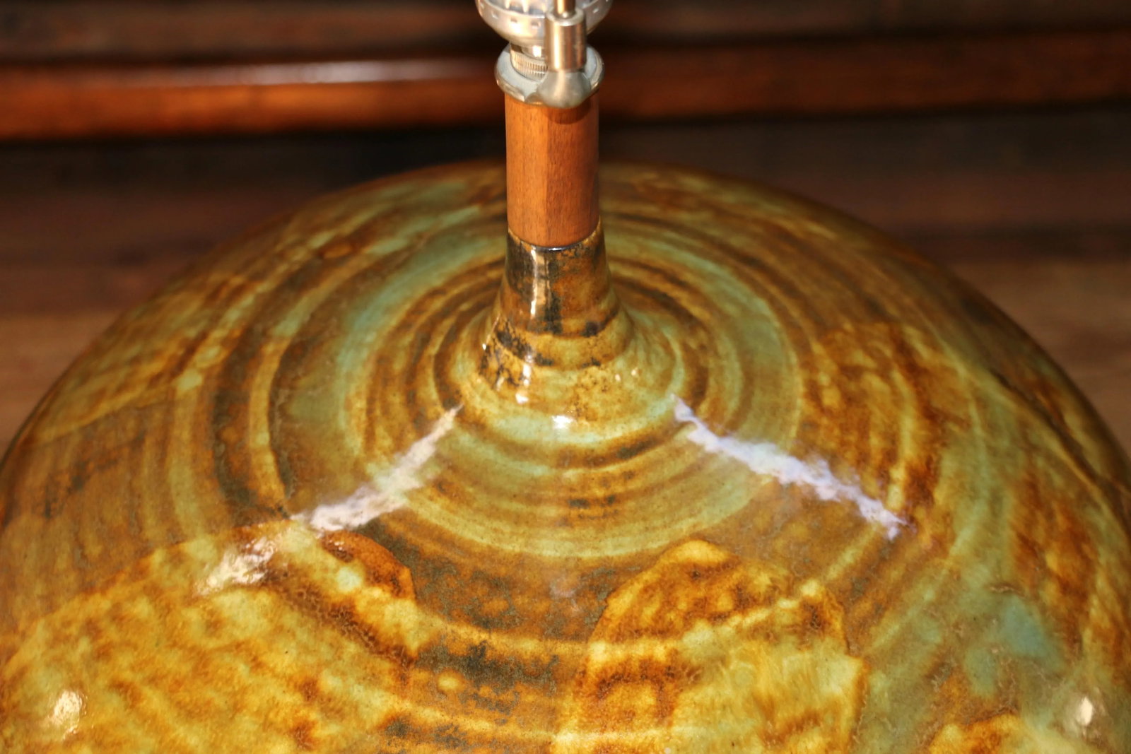 Mid-Century Large Ceramic Drip Glaze Table Lamp, 1960s - 6