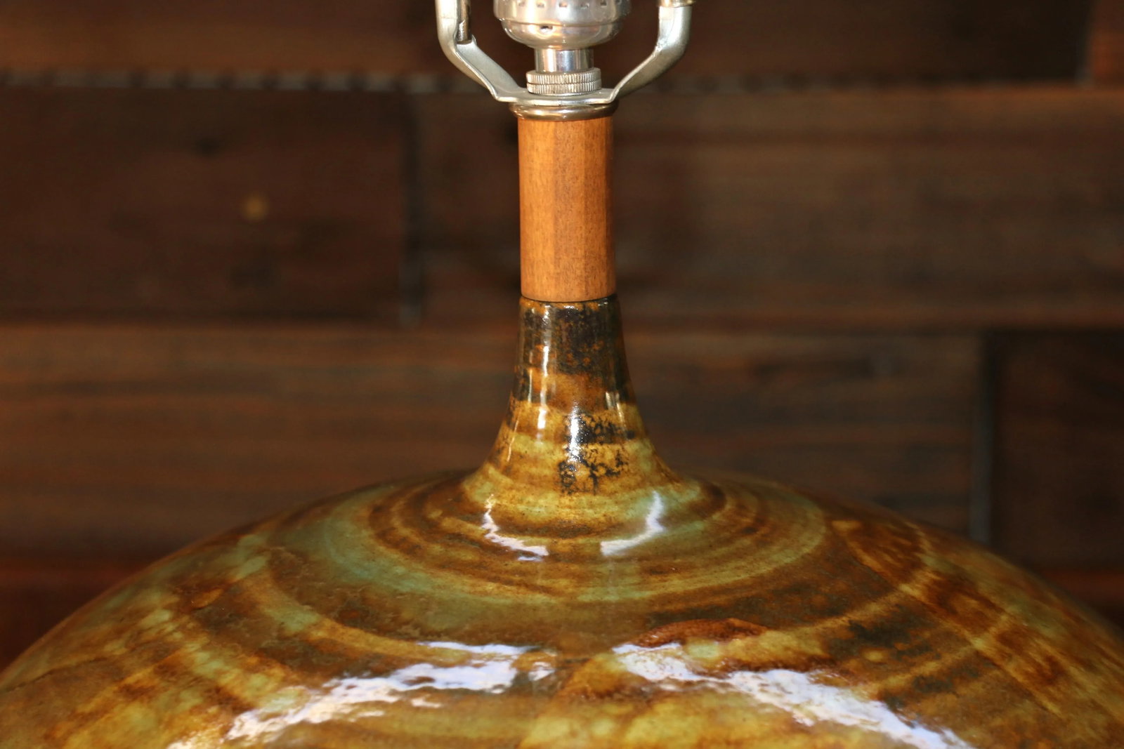 Mid-Century Large Ceramic Drip Glaze Table Lamp, 1960s - 7