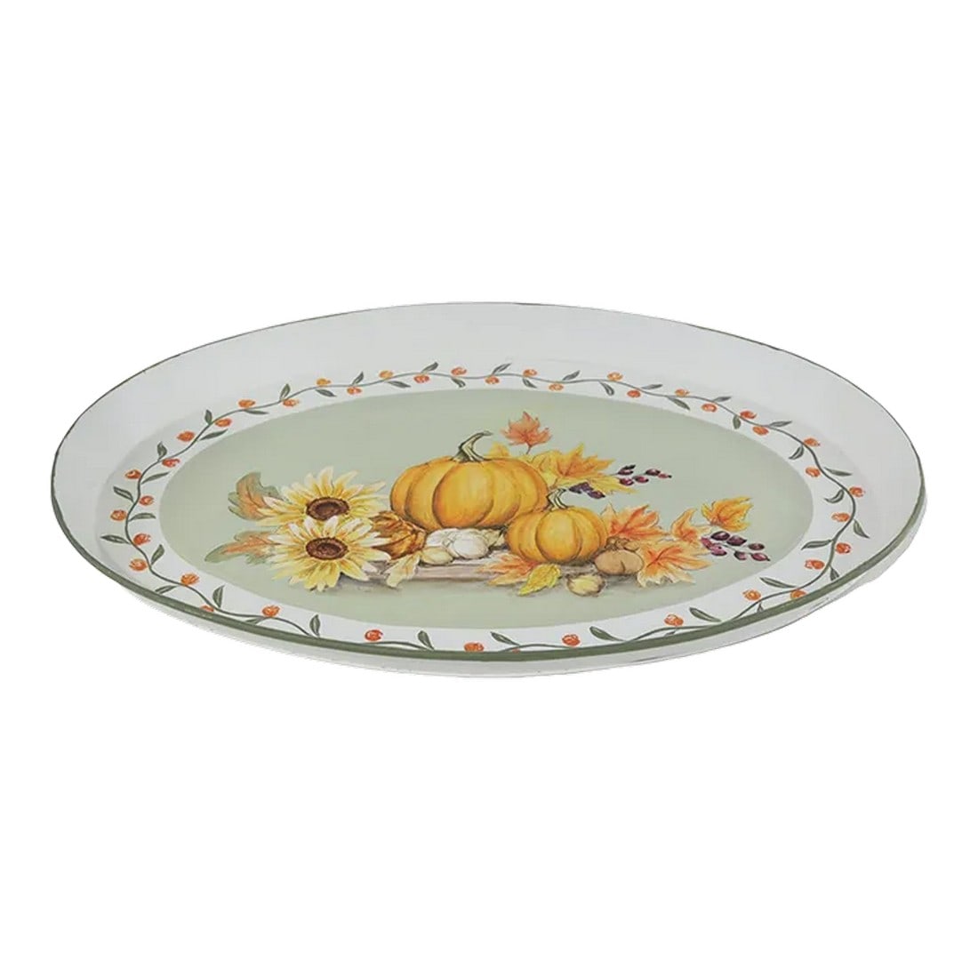 Thanksgiving Party "Thanks for the Harvest" Decorative Tray (Hand-Painted Iron): Thanksgiving Party "Thanks for the Harvest" Decorative Tray (Hand-Painted Iron) Condition: Alterations: Original Condition Unaltered Imperfections: Some Imperfections Condition Notes: Good