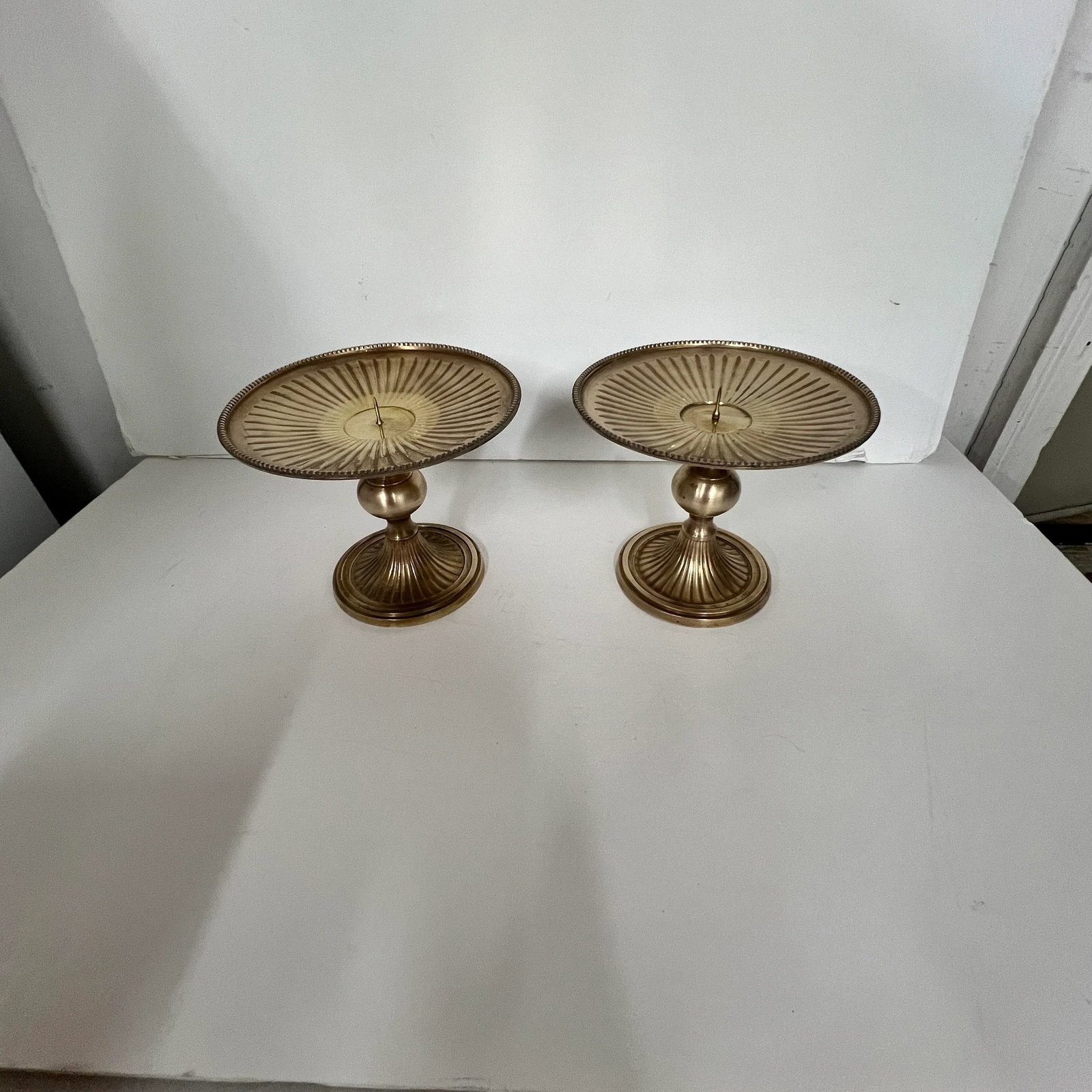Vintage Brass Candleholders - a Pair - 2