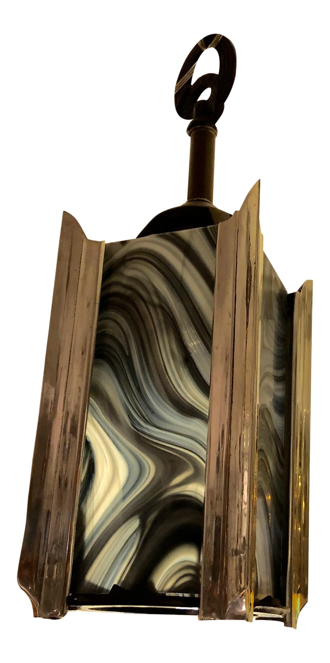 1940s Art Deco Chrome and Art Glass Pendant Chandelier (1 of 12)