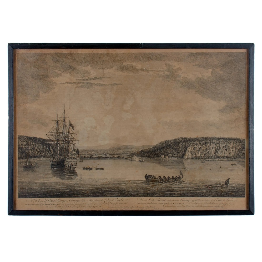 A View of Cape Rouge, Quebec, Canada, Mazell After Capt. Hervey Smyth, C.1760s: A View of Cape Rouge, or Carouge, on the Saint Lawrence River, north of Quebec. Engraving by Peter Mazell after a drawing by Captian Hervey Smyth, published c.1760's, London. The image depicts