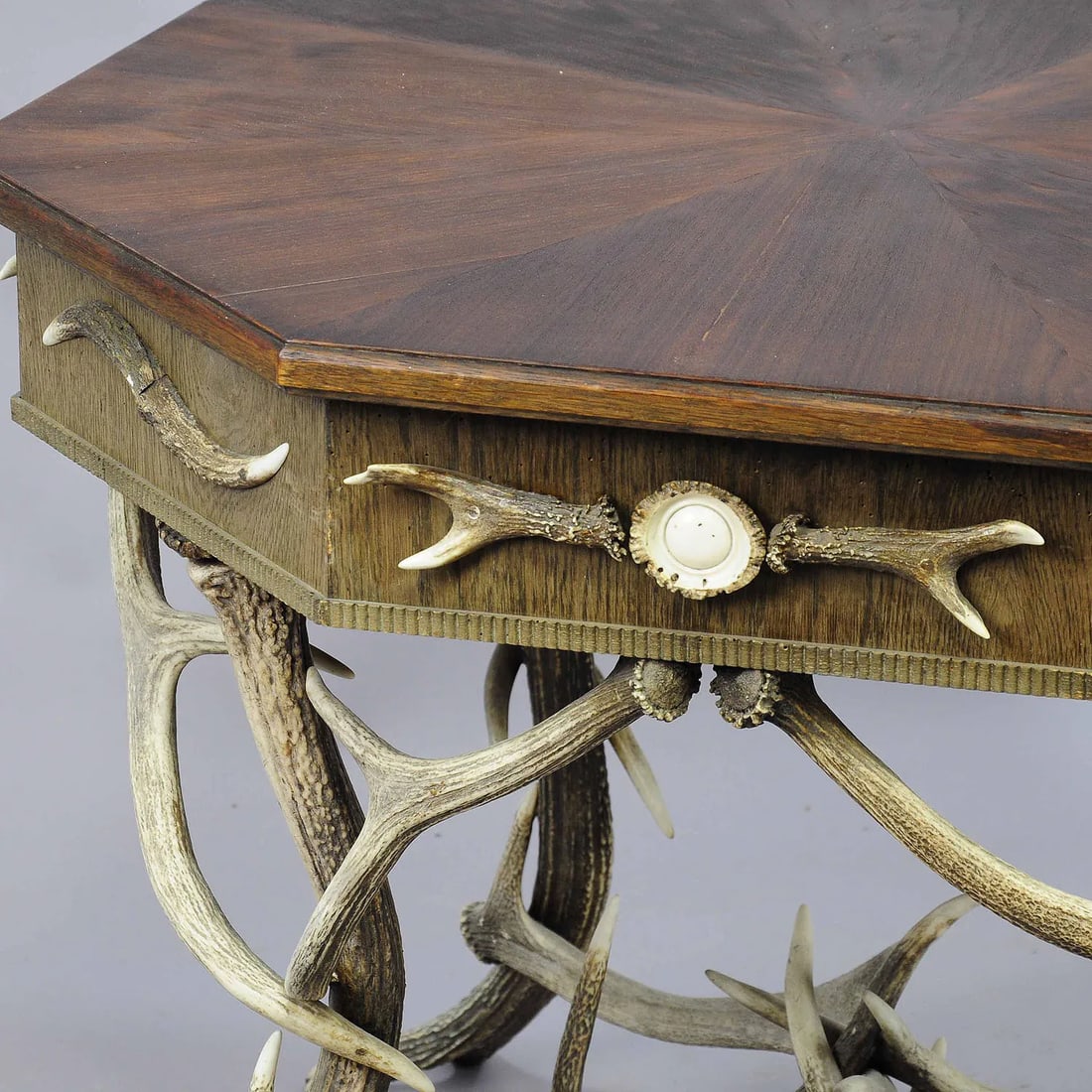 Antique Black Forest Rustic Antler Table Ca. 1900 - 3