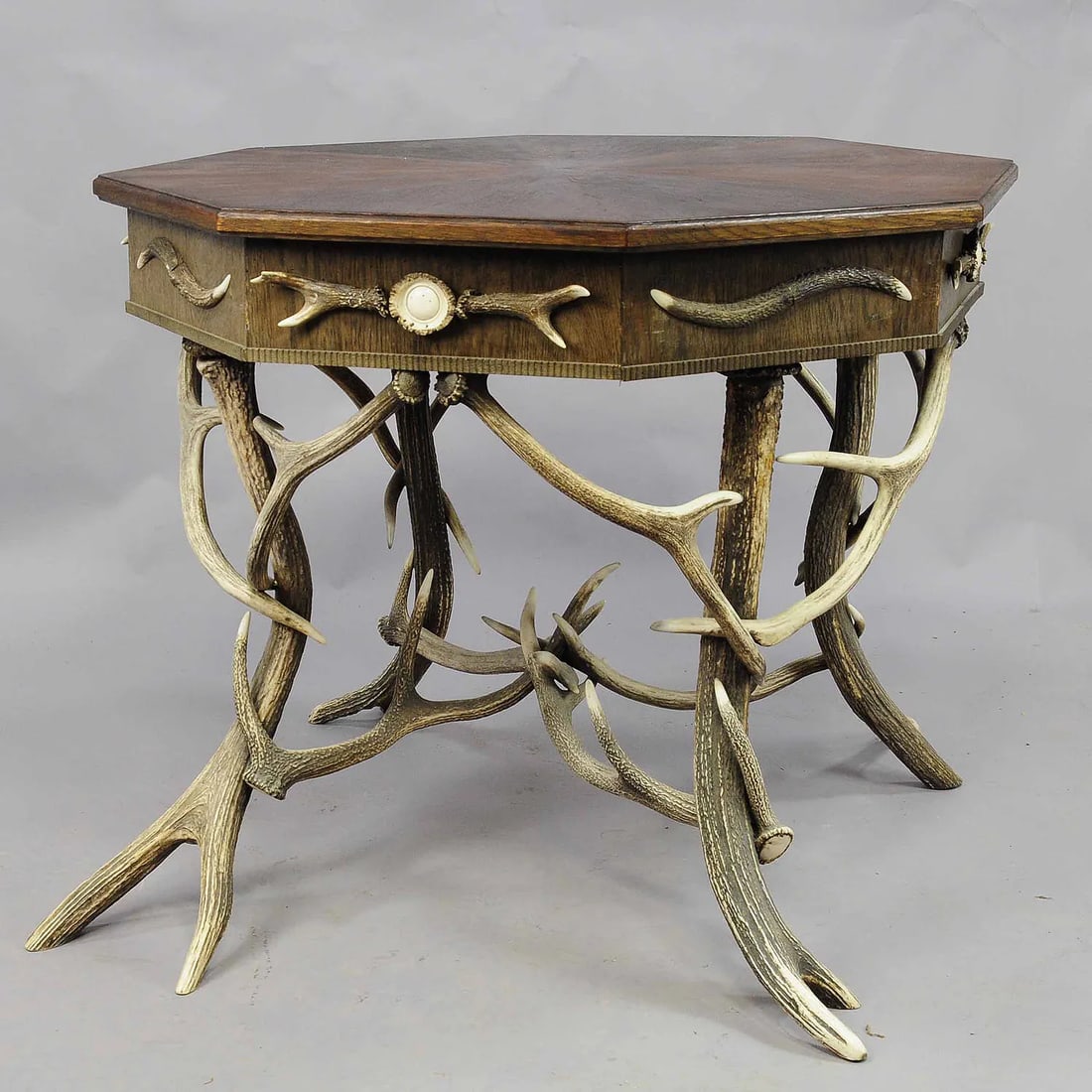 Antique Black Forest Rustic Antler Table Ca. 1900 - 4
