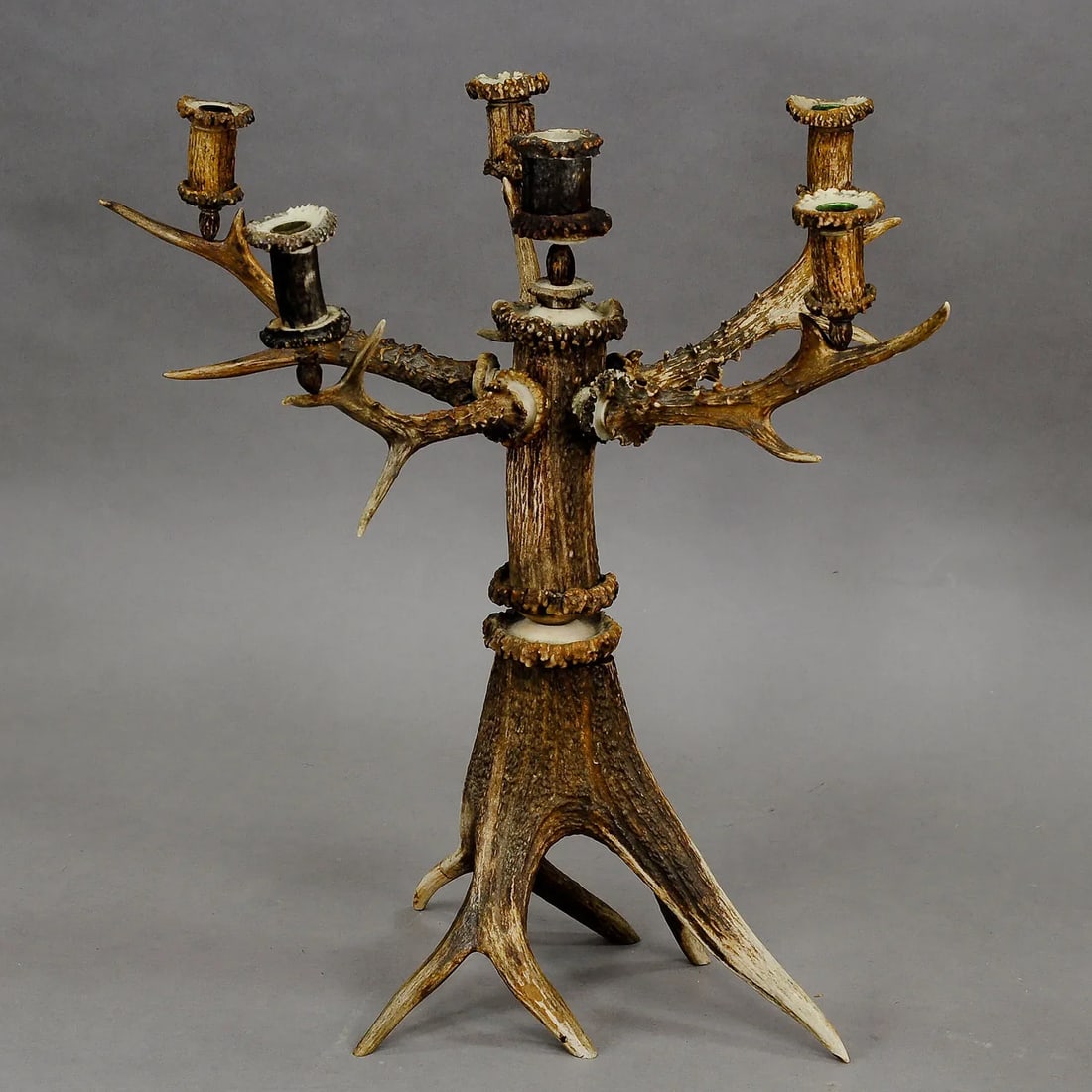 Large Five Armed Cabin Decor Antler Candelabra 1880 - 2
