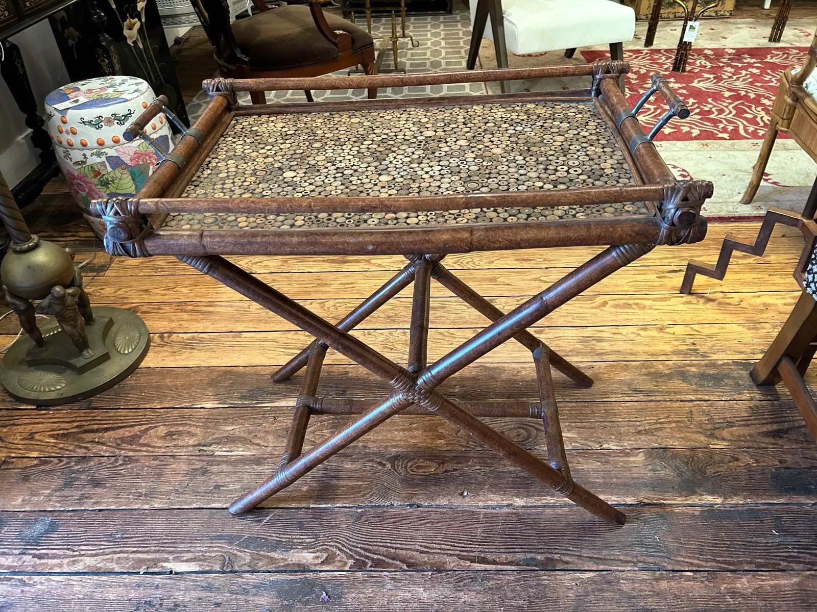 Maitland Smith Campaign Style Tray Table Bar - 11