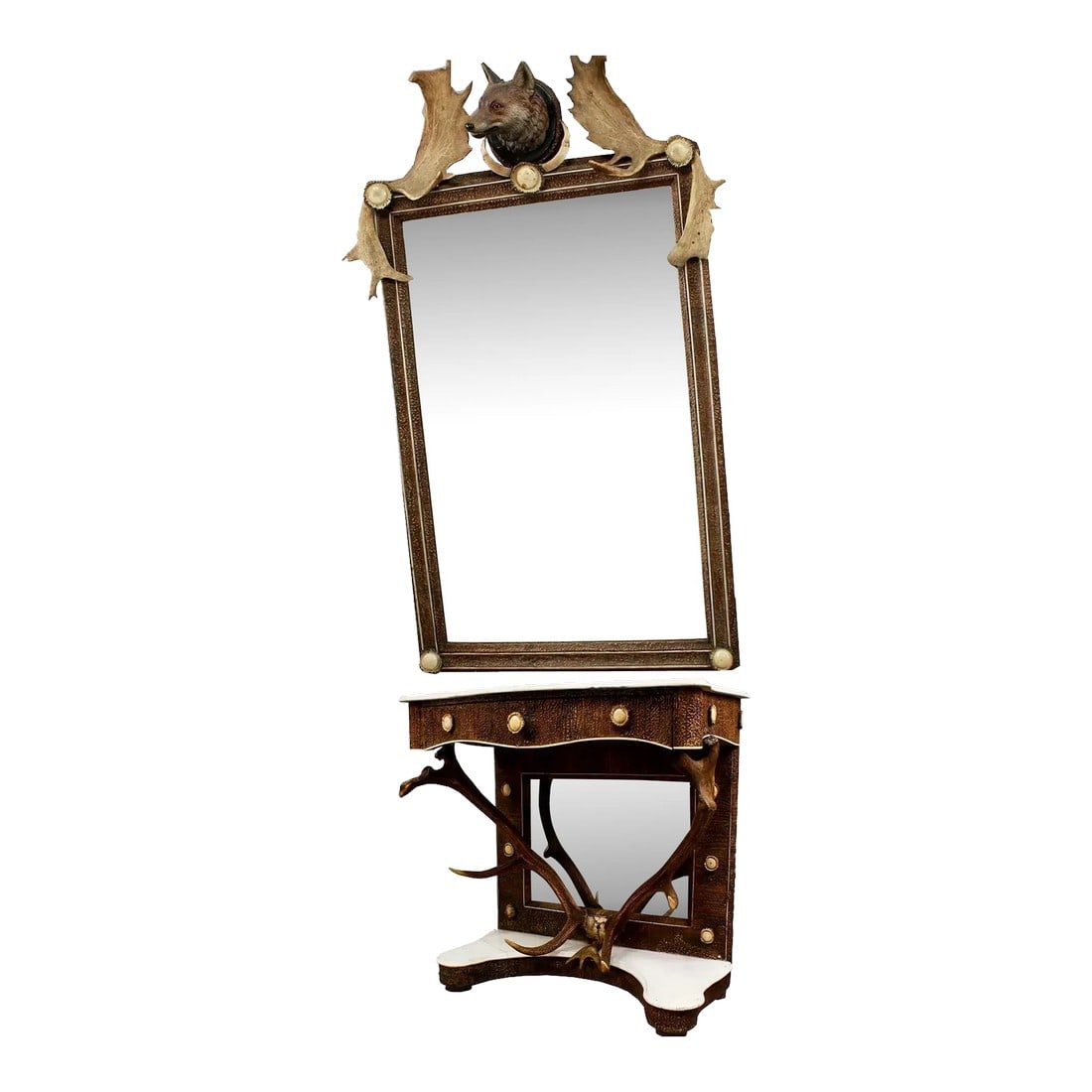 Antique Antler Mirror With Console Table, Austria, Ca. 1860 (1 of 11)