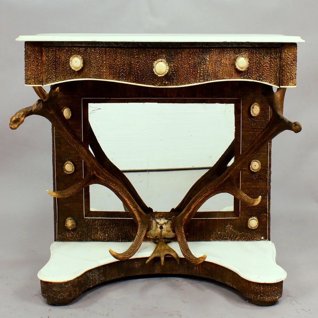 Antique Antler Mirror With Console Table, Austria, Ca. 1860 - 6