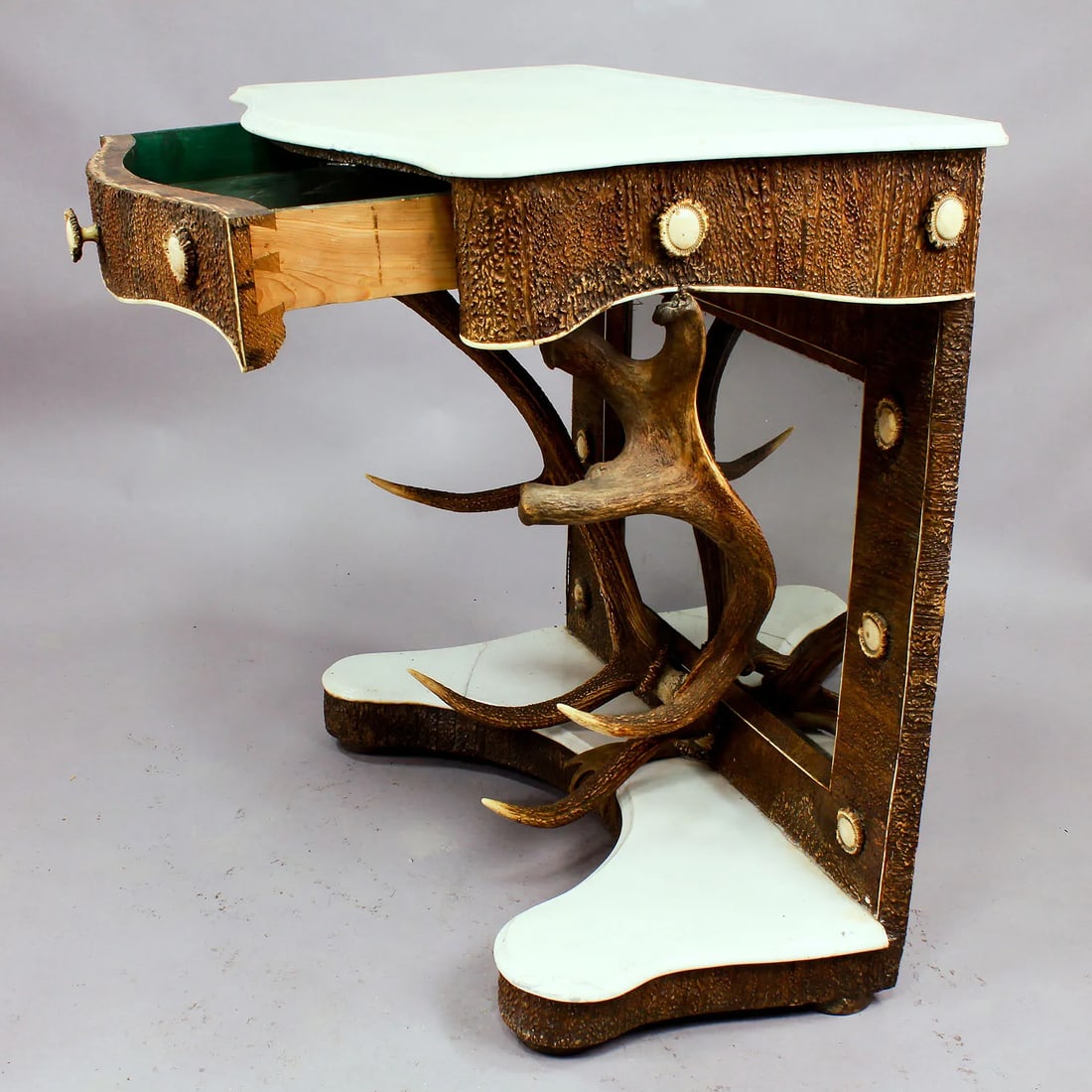 Antique Antler Mirror With Console Table, Austria, Ca. 1860 - 7