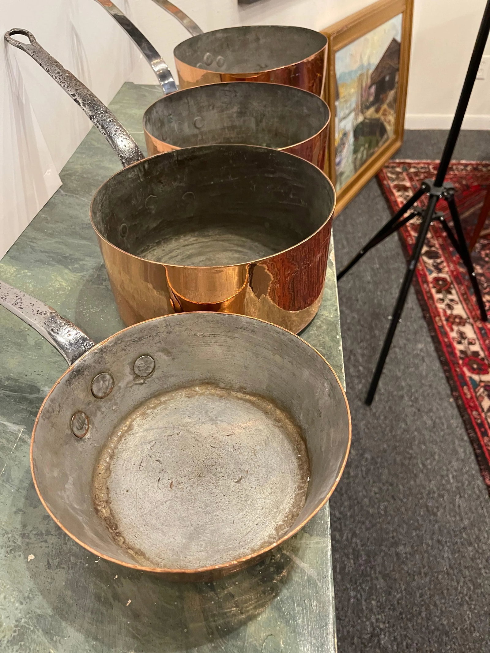 French Four Copper Pots in Different Sizes, 19th Century - Set of 4 - 3