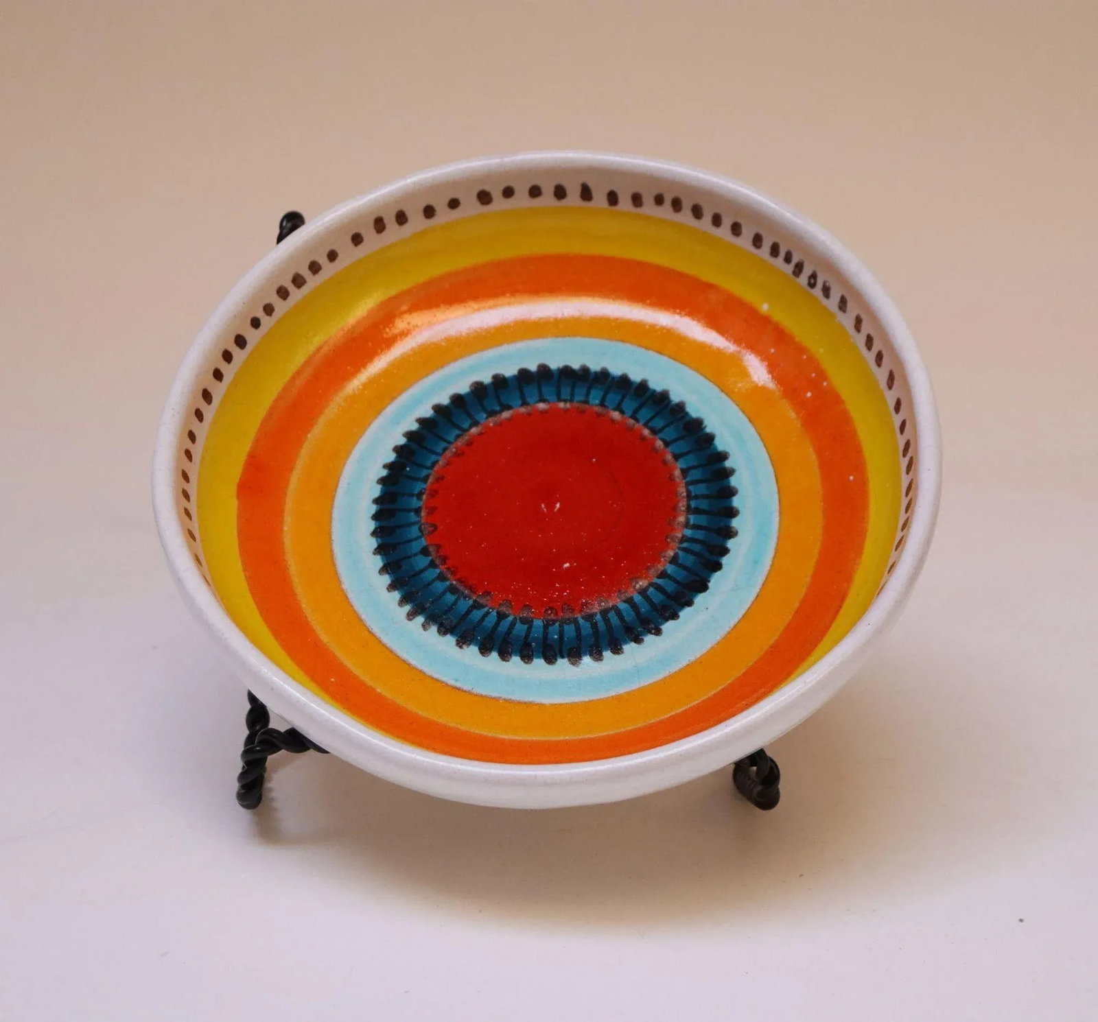 Set of Three Hand Painted Vintage Italian Ceramic Decorative Bowls by De Simone - 8