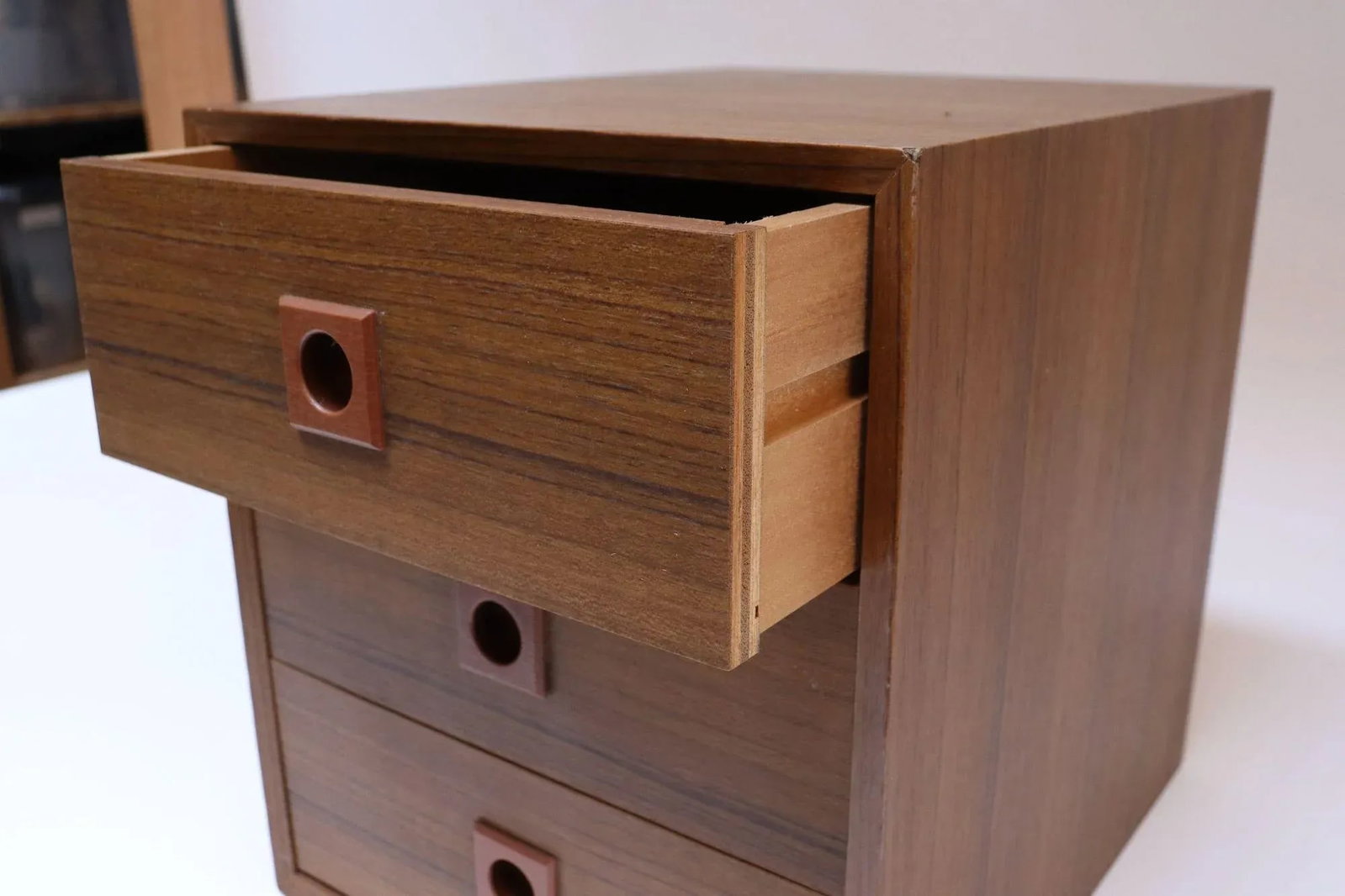 Vintage Japanese Laminated Teak Jewelry Box / Desk Organizer by Shirokiya - 8