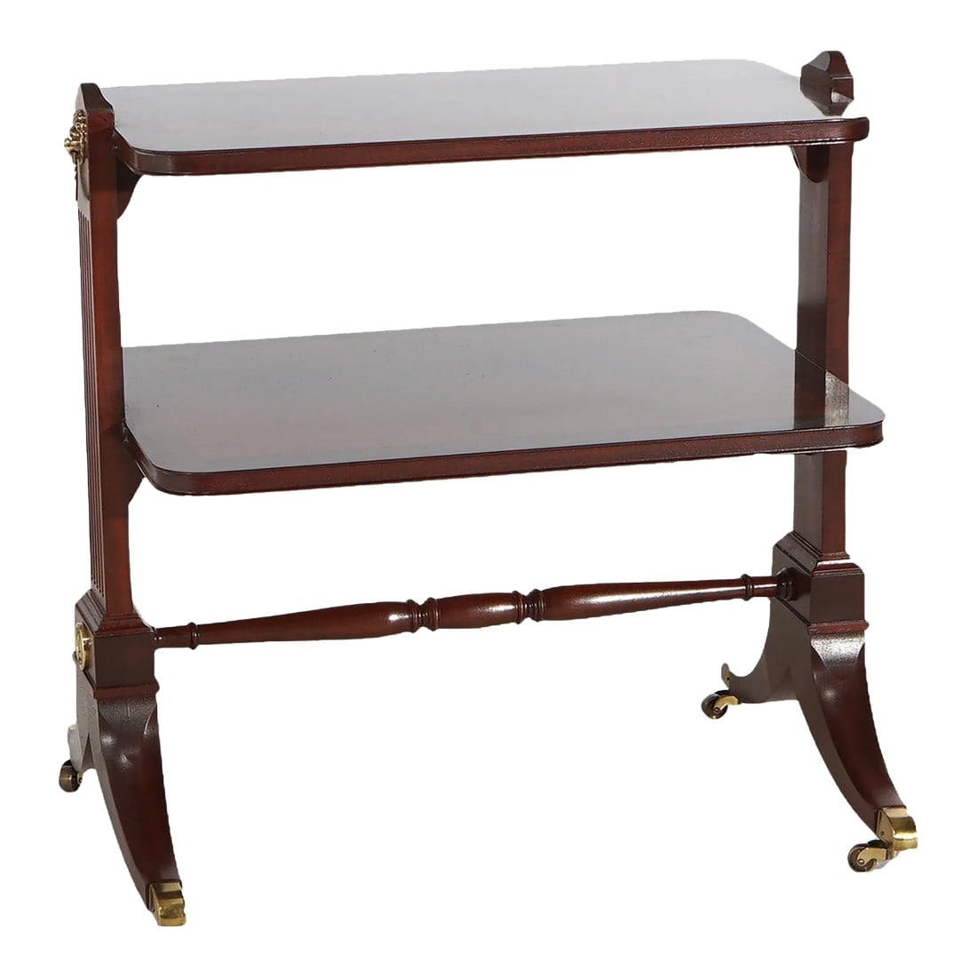 Baker Regency Style Mahogany & Brass Two-Tiered Server Signed, Early 20th Century (1 of 8)