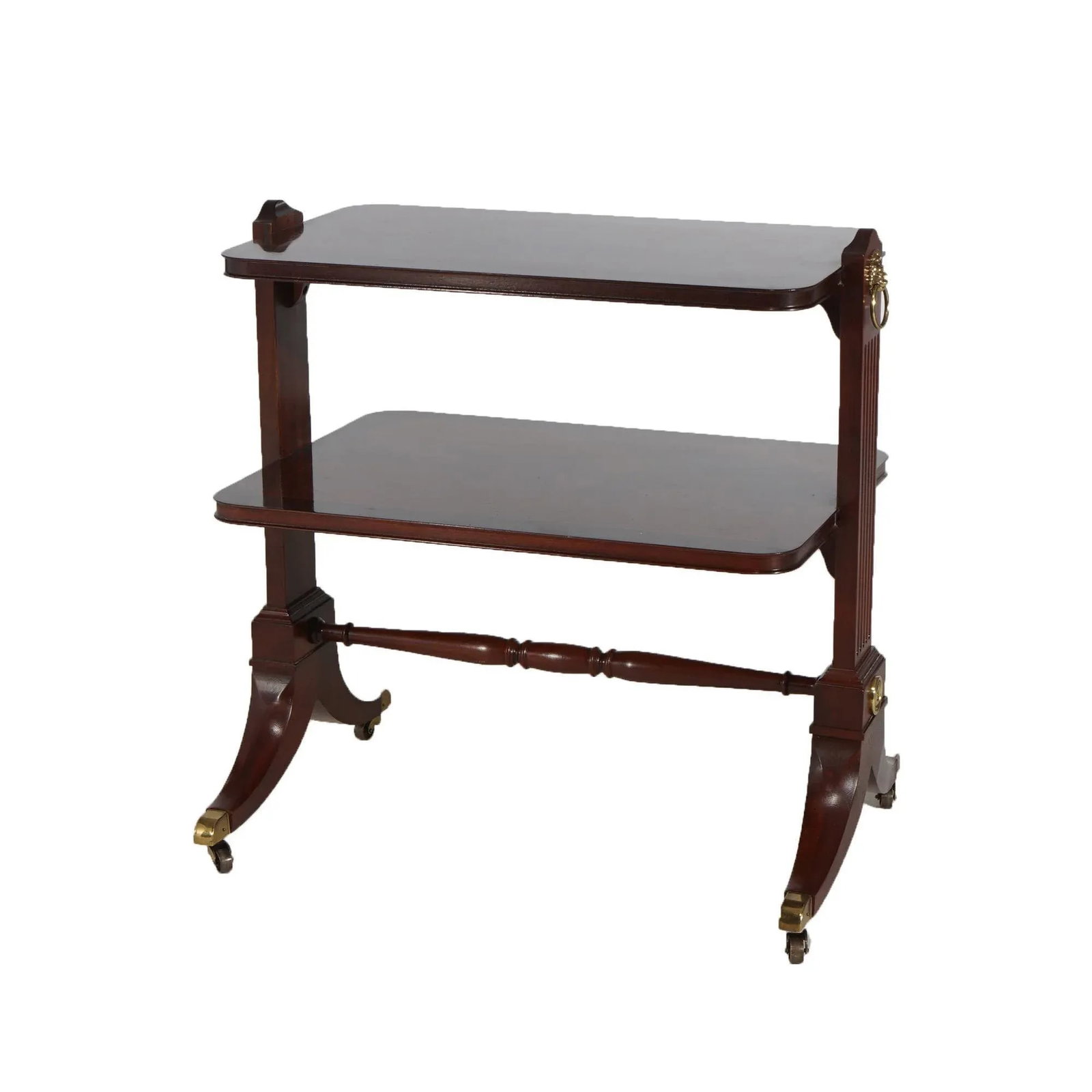 Baker Regency Style Mahogany & Brass Two-Tiered Server Signed, Early 20th Century - 2