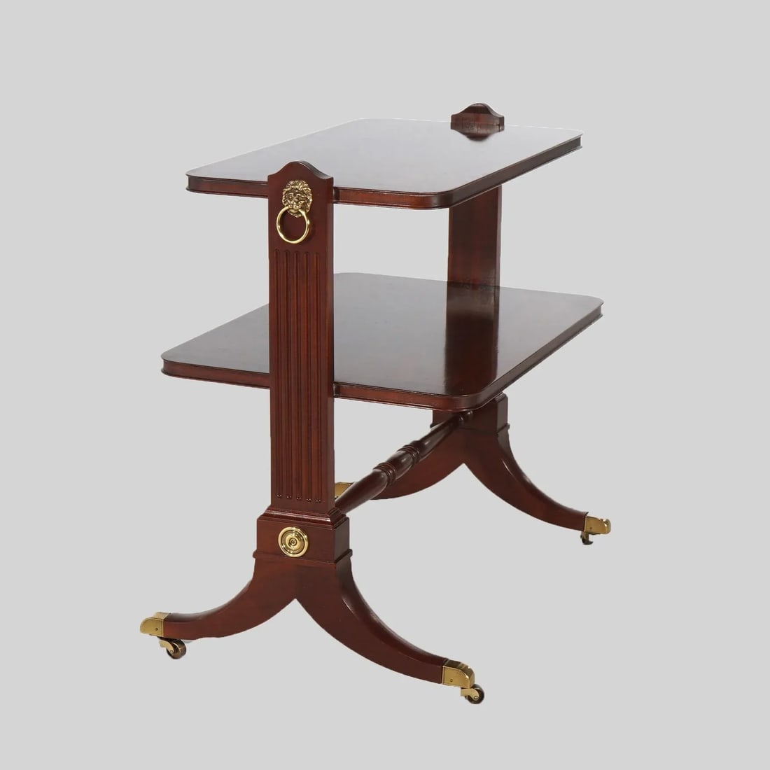 Baker Regency Style Mahogany & Brass Two-Tiered Server Signed, Early 20th Century - 5