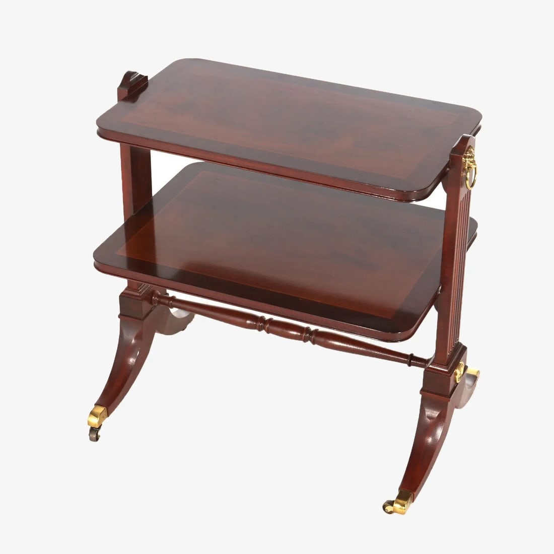 Baker Regency Style Mahogany & Brass Two-Tiered Server Signed, Early 20th Century - 8