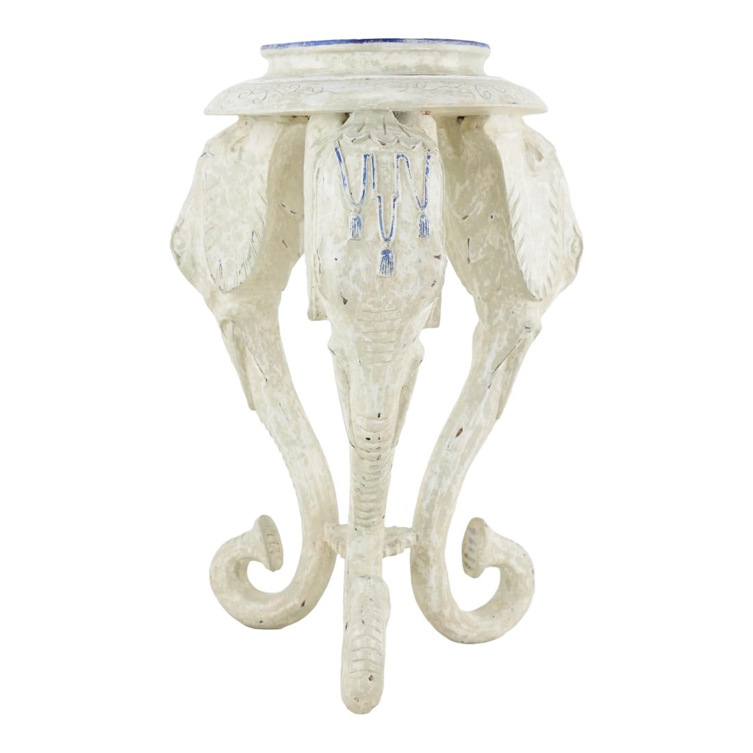 Vintage Hand-Carved Elephant Legs Supporting Tripod Planter Stand/Table: Vintage Hand-carved Elephant Legs Supporting Tripod Planter Stand/Table Condition: Alterations: Original Condition Unaltered Imperfections: Some Imperfections Condition Notes: This item may show
