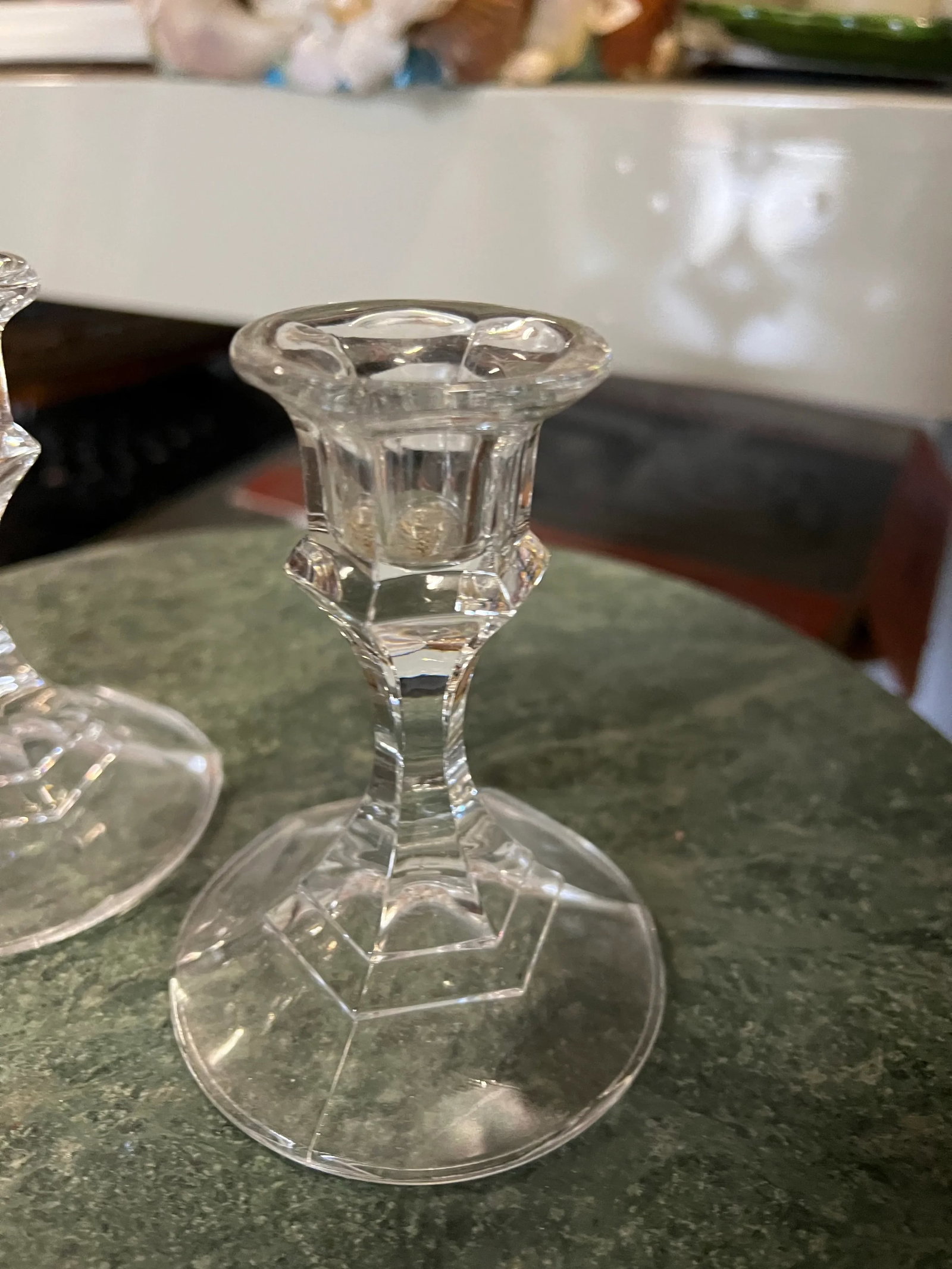1970s Pair of Small Glass Candlestick Holders - 3