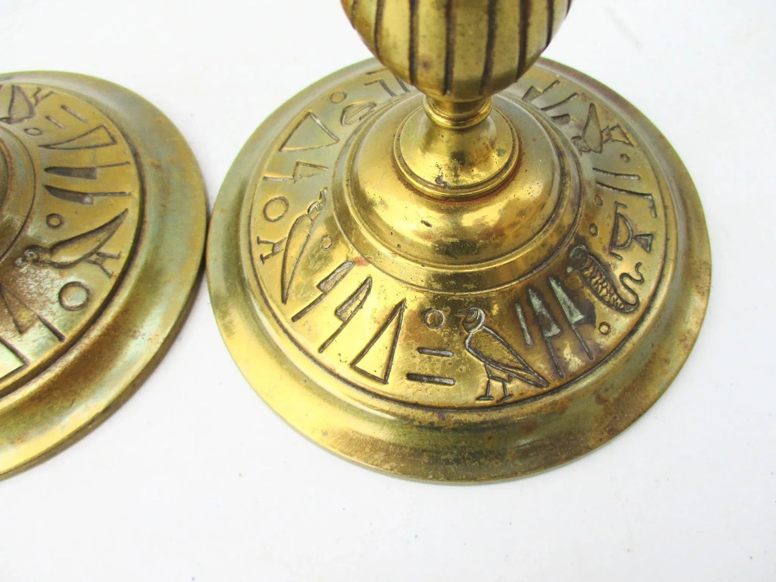 Egyptian Revival Bronze Candlesticks - a Pair - 6