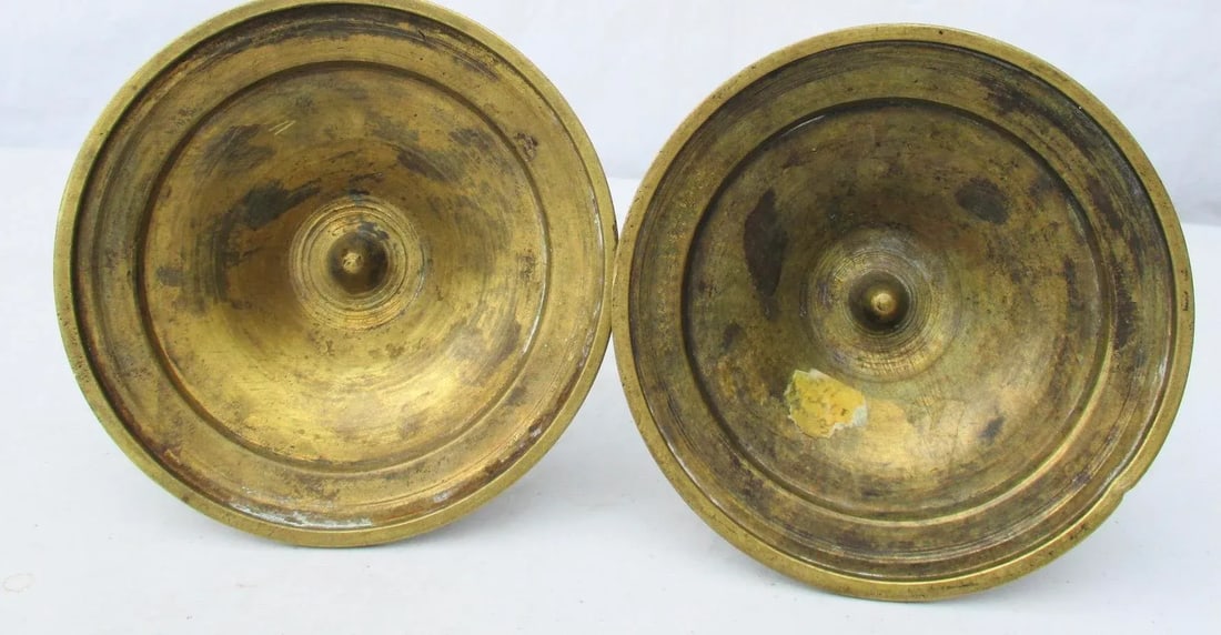 Egyptian Revival Bronze Candlesticks - a Pair - 7