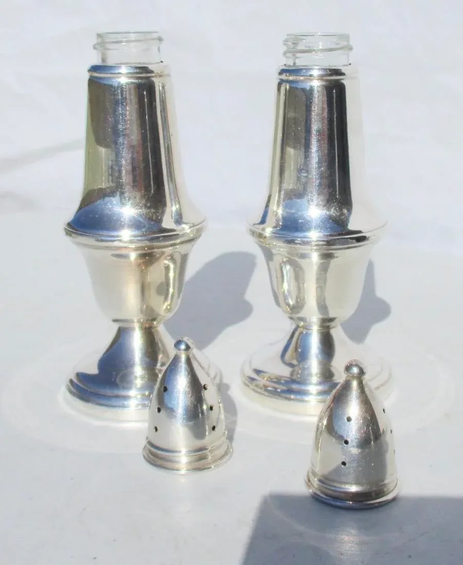 Crown Silver Salt and Pepper Set - a Pair - 3