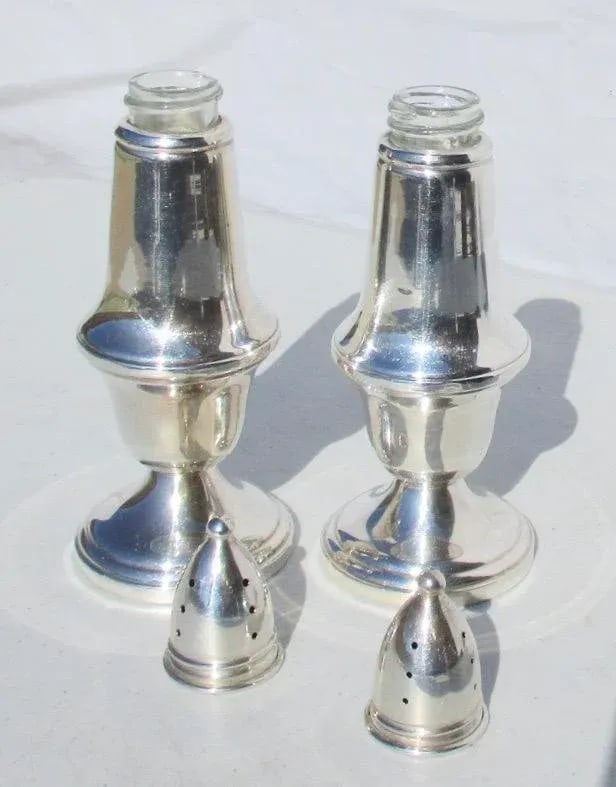 Crown Silver Salt and Pepper Set - a Pair - 4